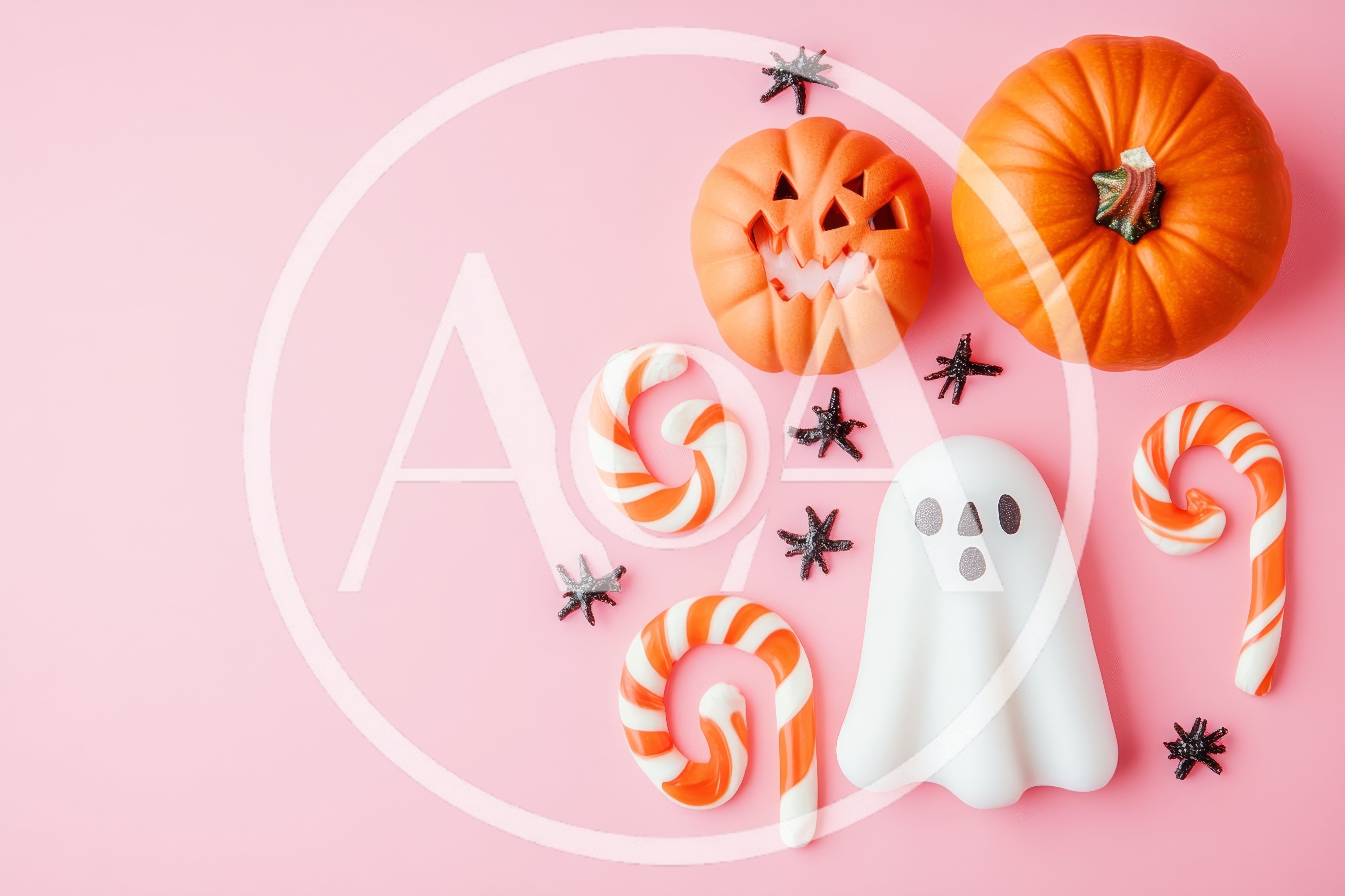 Halloween Decorations With Pumpkins Ghost And Candy Canes
