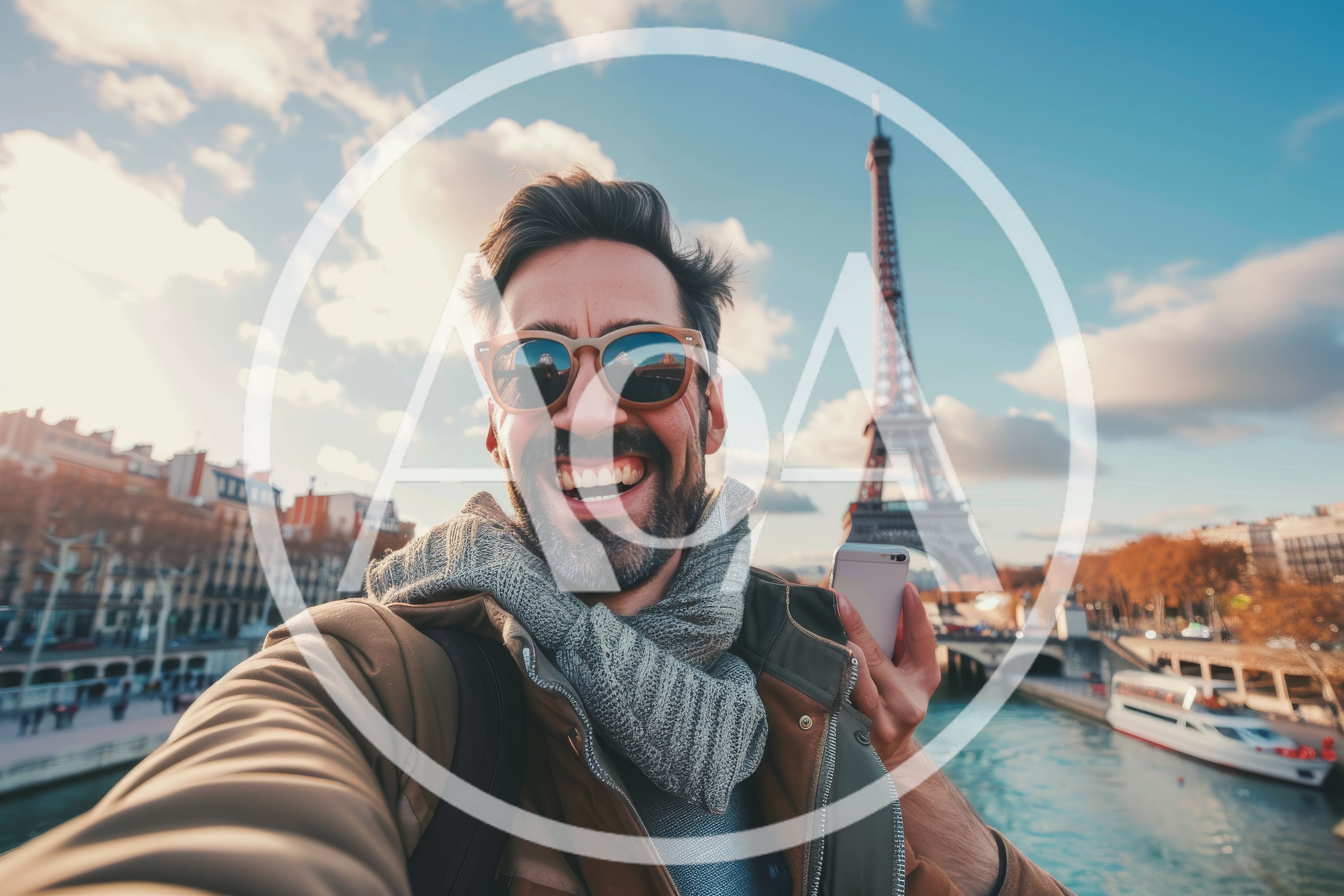 Man Taking Selfie With Eiffel Tower In Paris