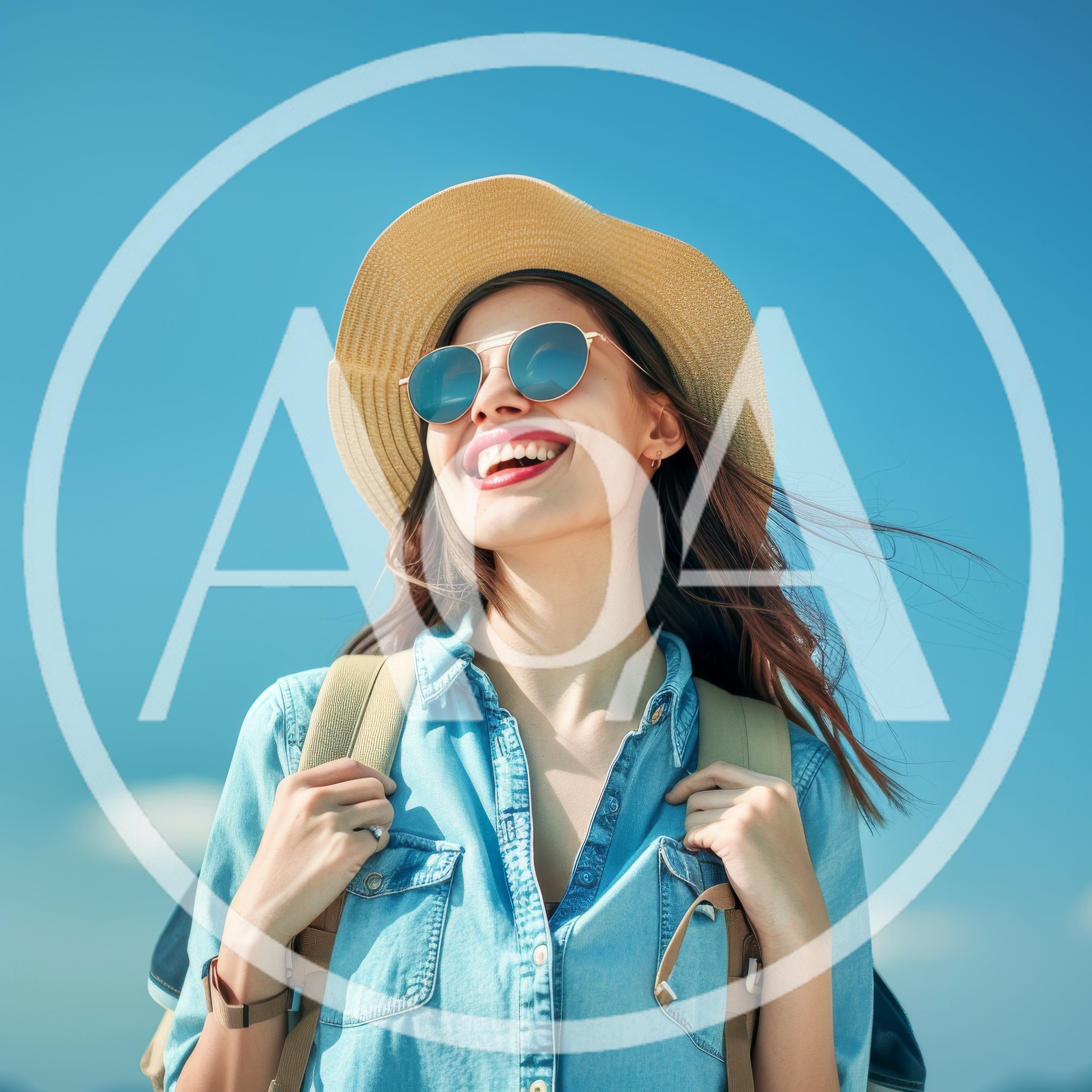 Happy Young Woman Wearing Hat And Sunglasses Outdoors