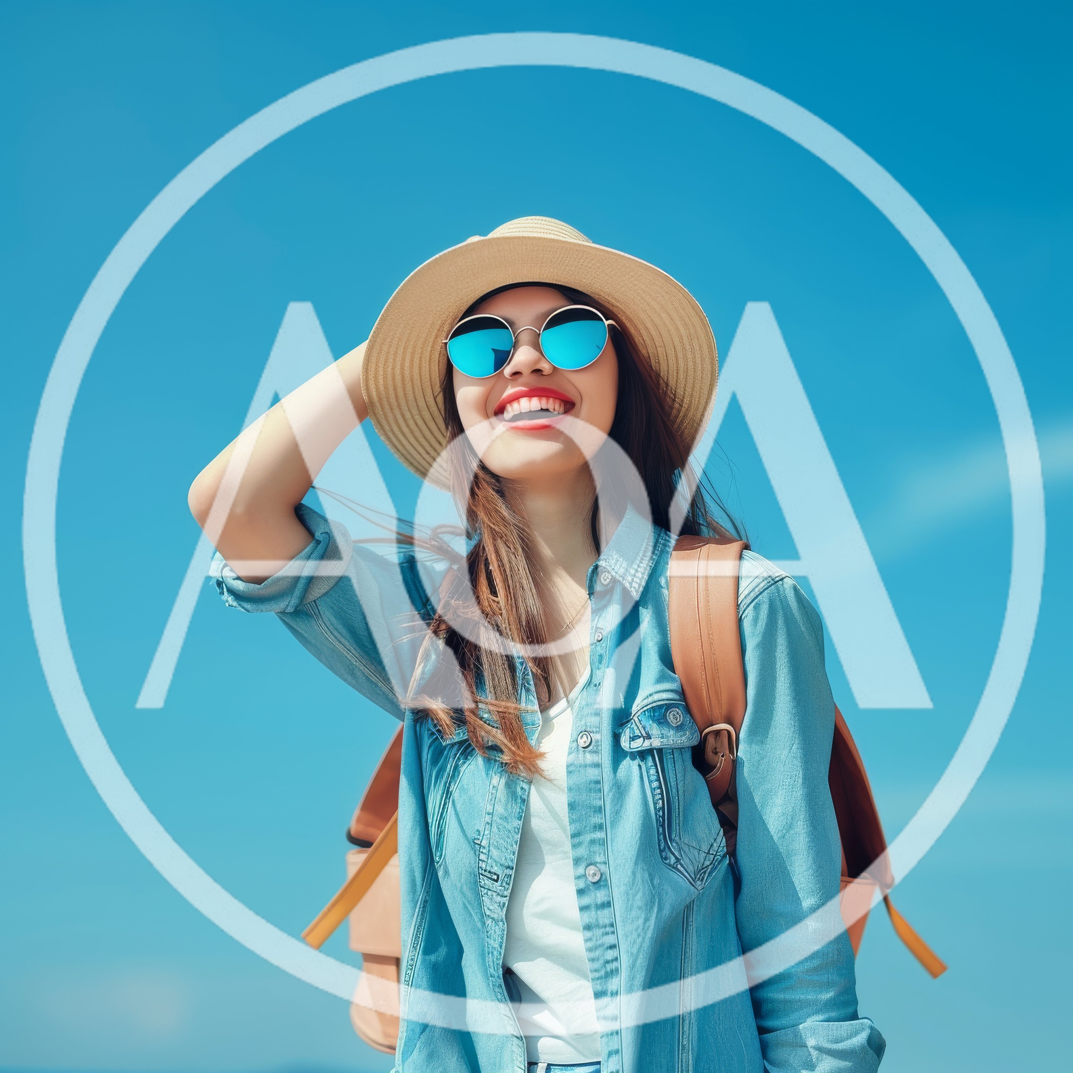 Happy Young Woman Wearing Hat And Sunglasses Outdoors