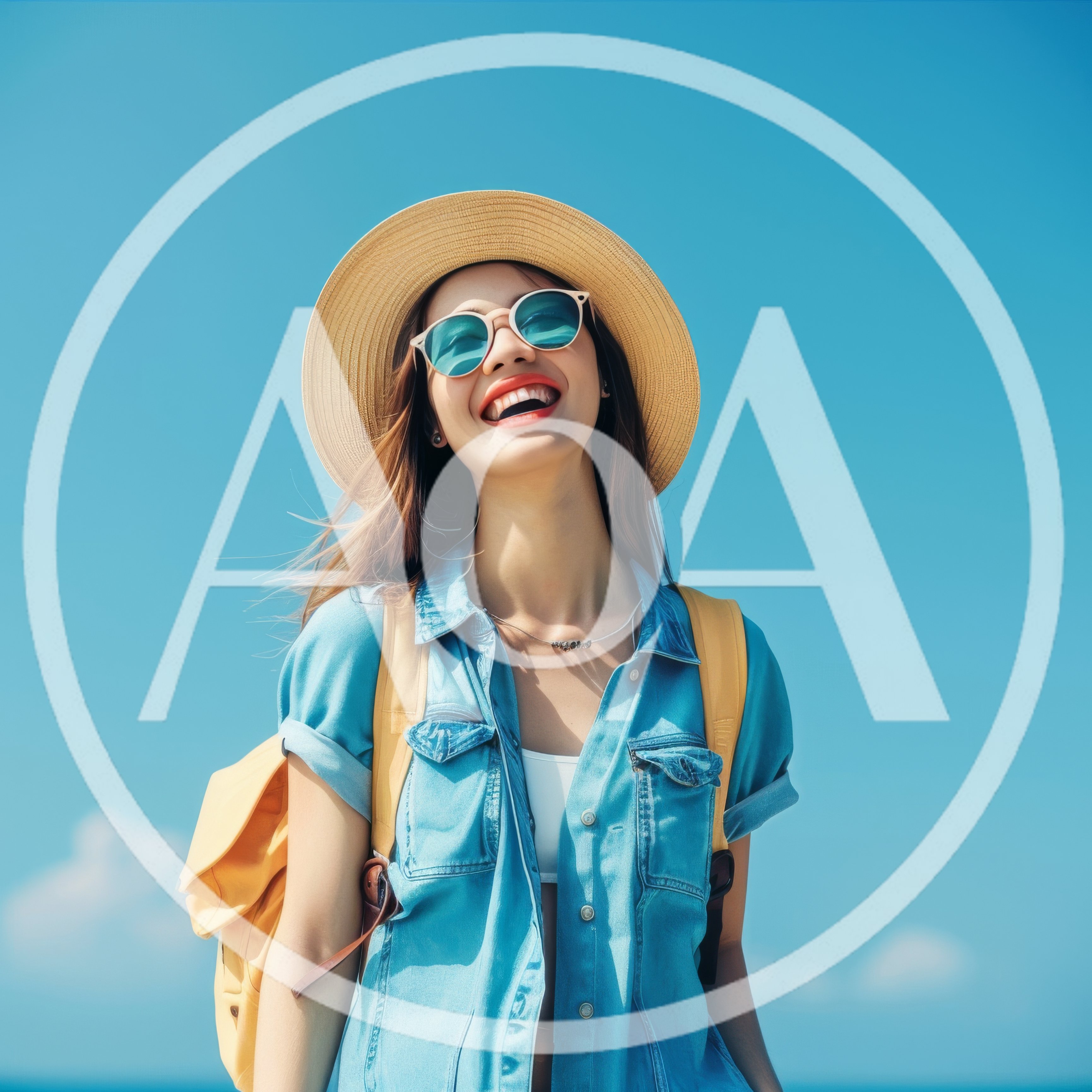 Happy Young Woman Wearing Hat And Sunglasses Outdoors