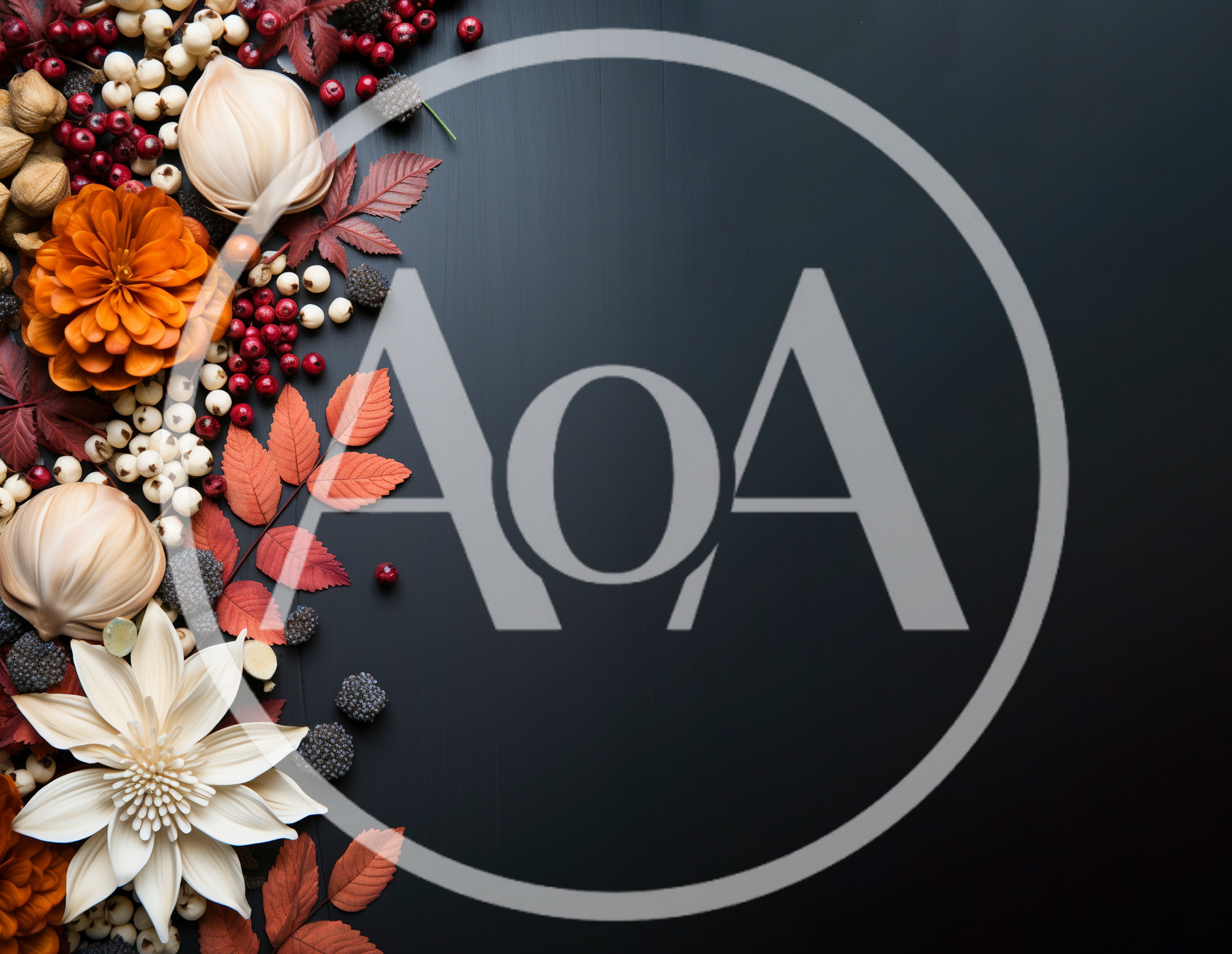 Autumnal Floral Arrangement on Black Background