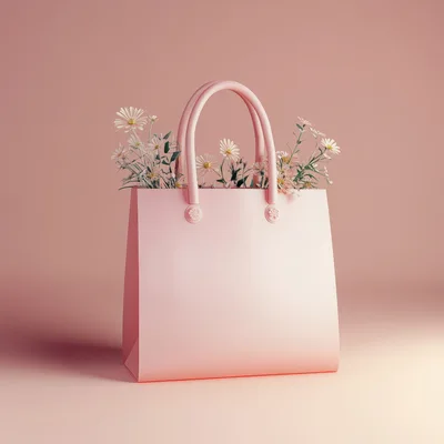 Pink Tote Bag Filled With Delicate White Flowers