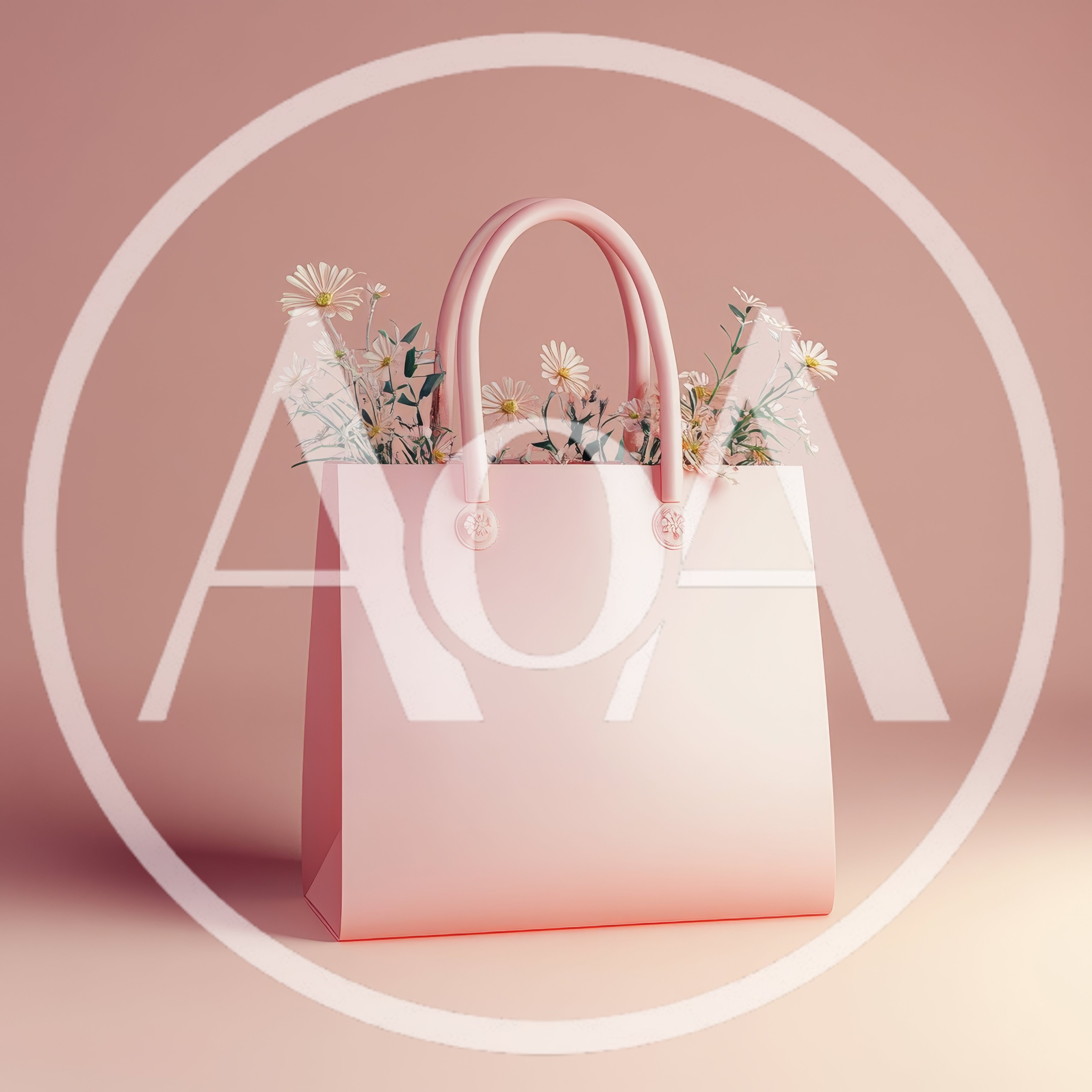 Pink Tote Bag Filled With Delicate White Flowers