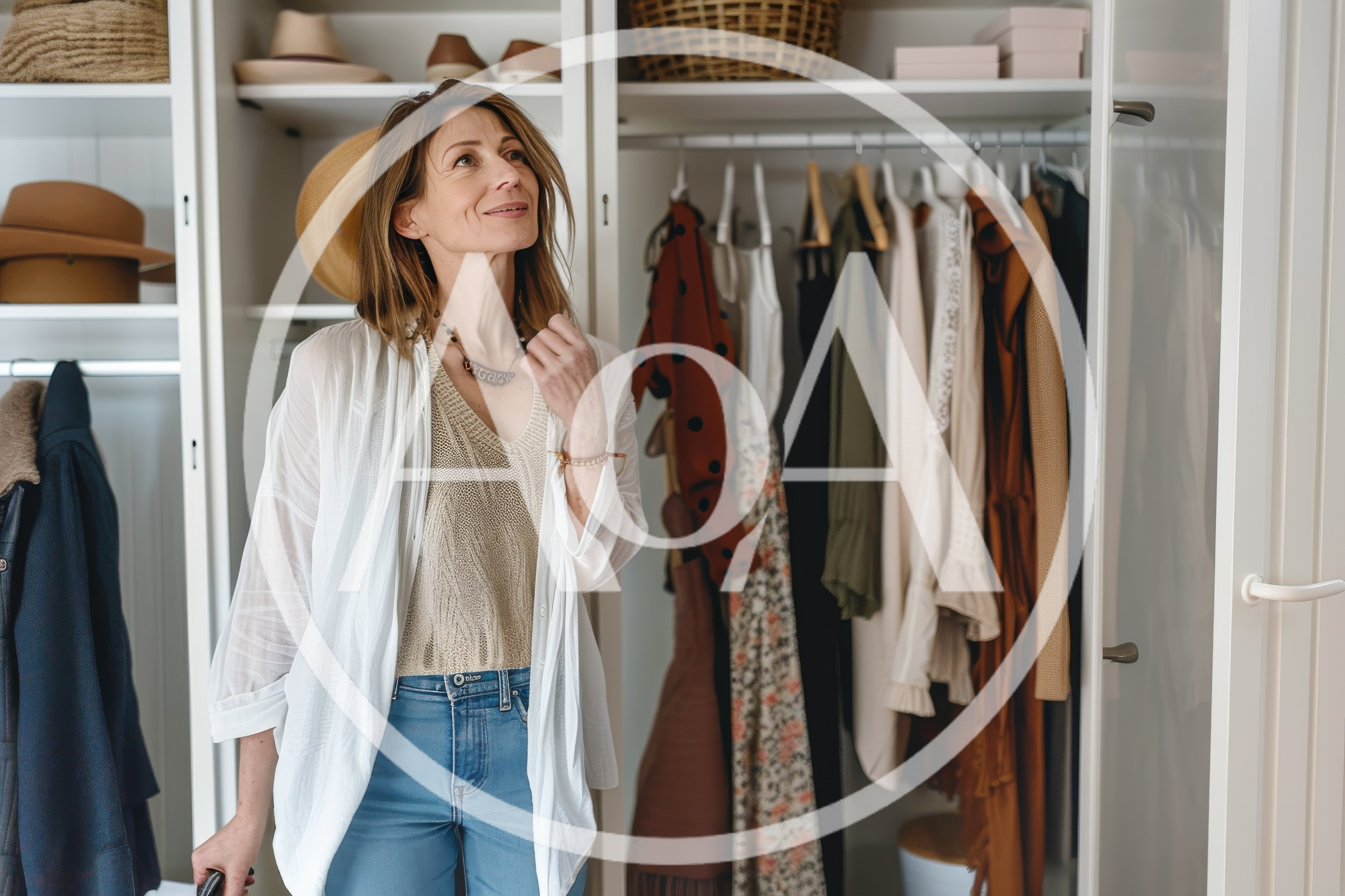 Mature Woman Choosing Clothes From Her Closet