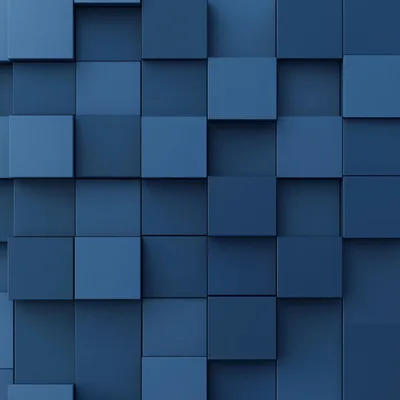 Abstract Blue Geometric 3D Cube Wall Background