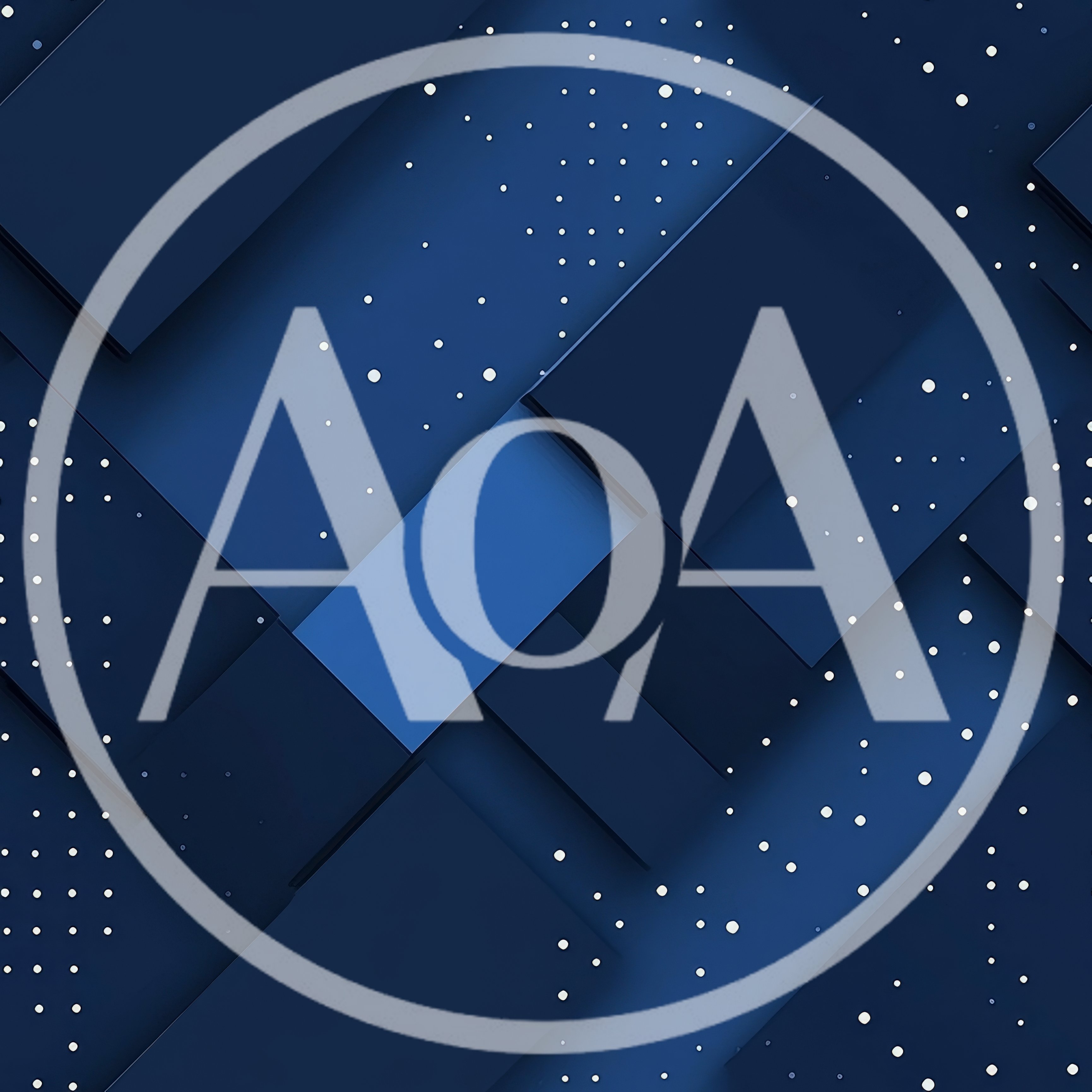Abstract Geometric Blue Background With White Polka Dots