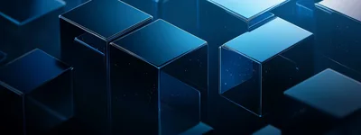 Abstract 3D Geometric Cubes With Blue Lighting