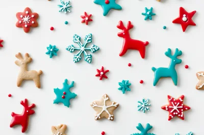 Christmas Gingerbread Cookies on White Background