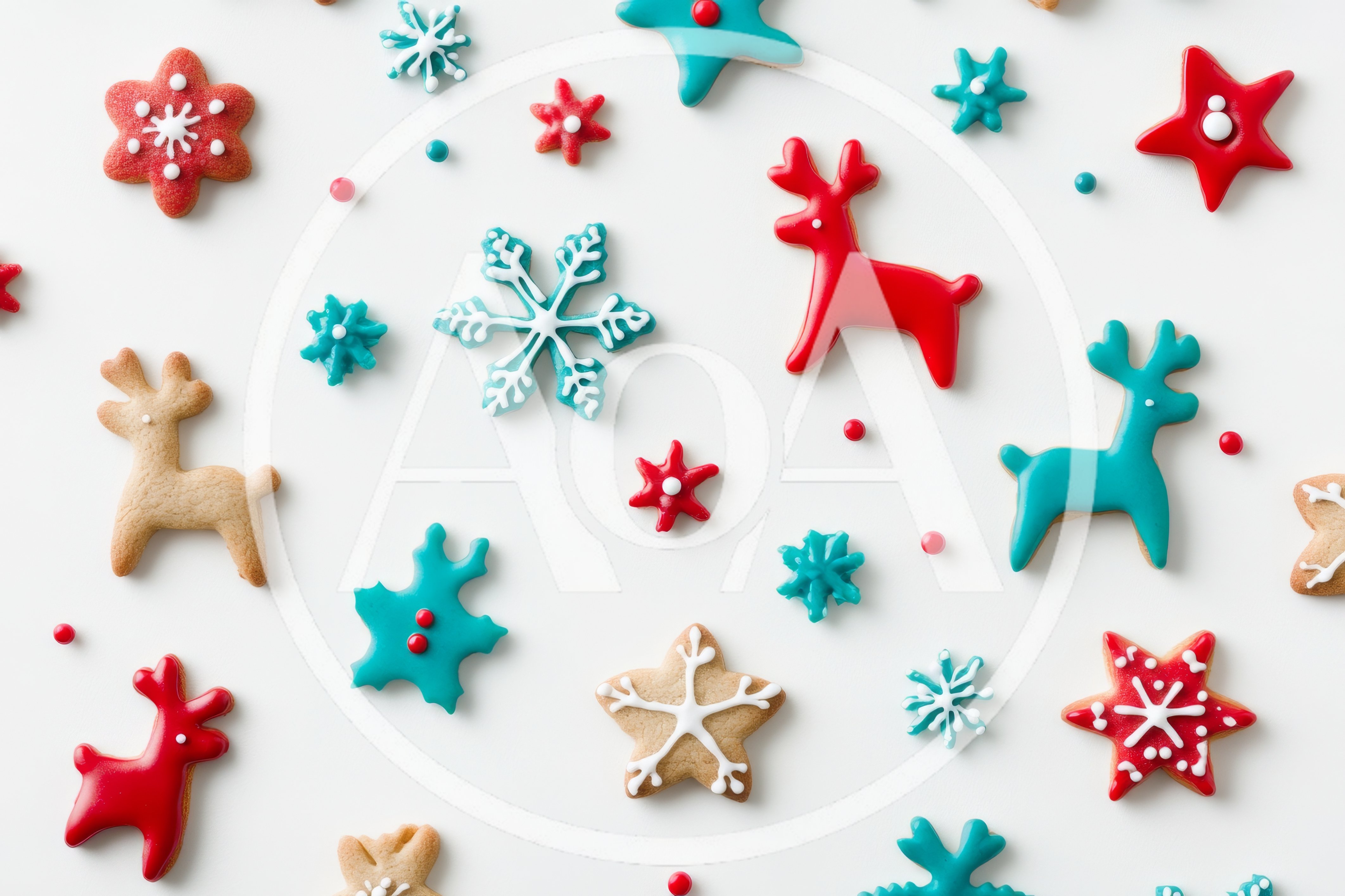 Christmas Gingerbread Cookies on White Background