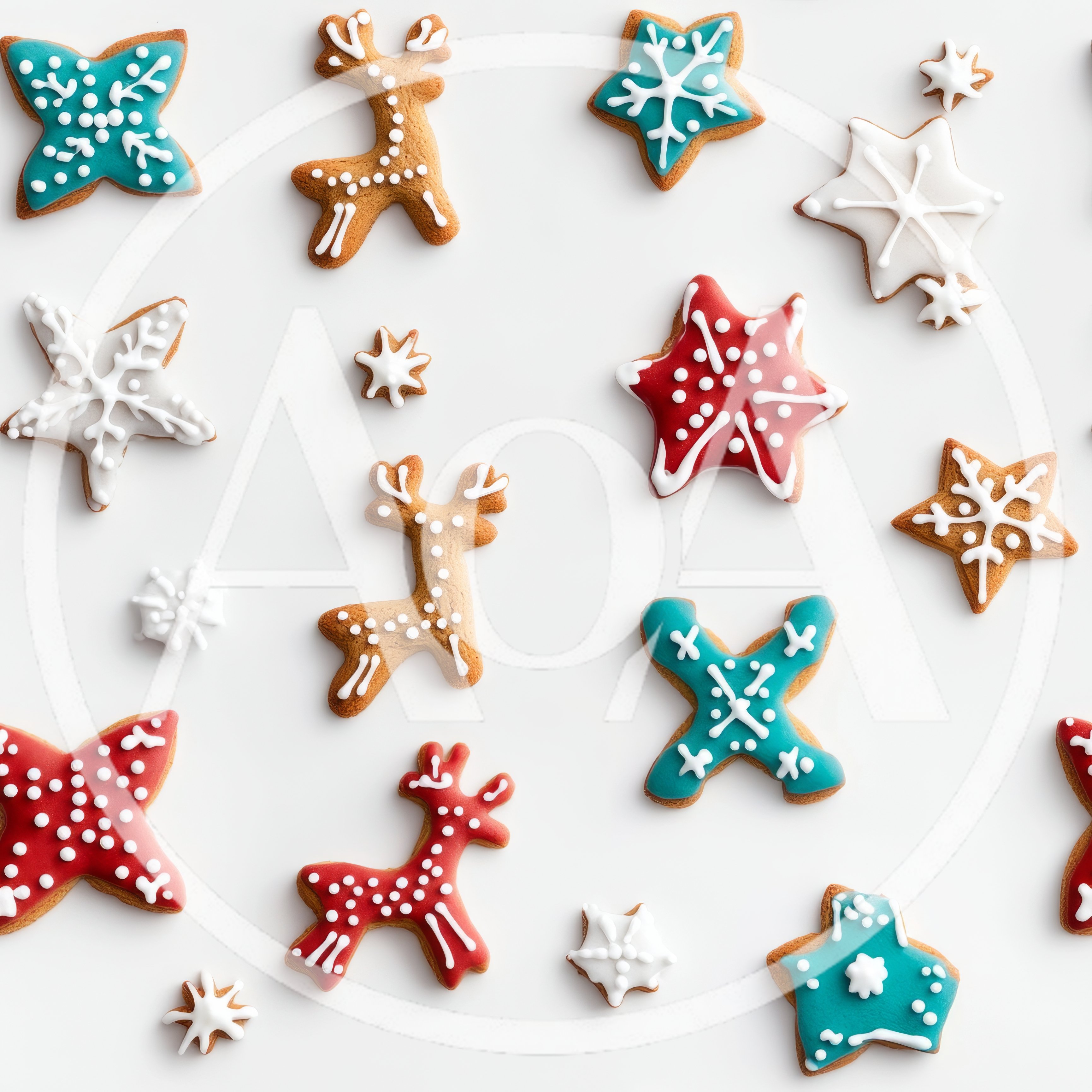Christmas Gingerbread Cookies Pattern on White Background