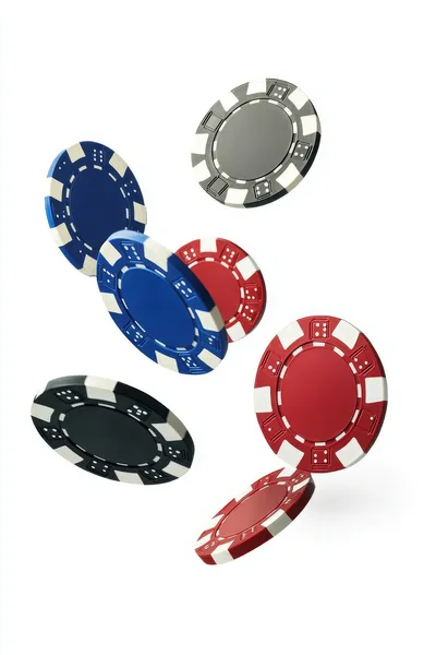Falling Casino Poker Chips on White Background