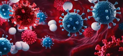 Microscopic View Of Viruses And Cells In Bloodstream