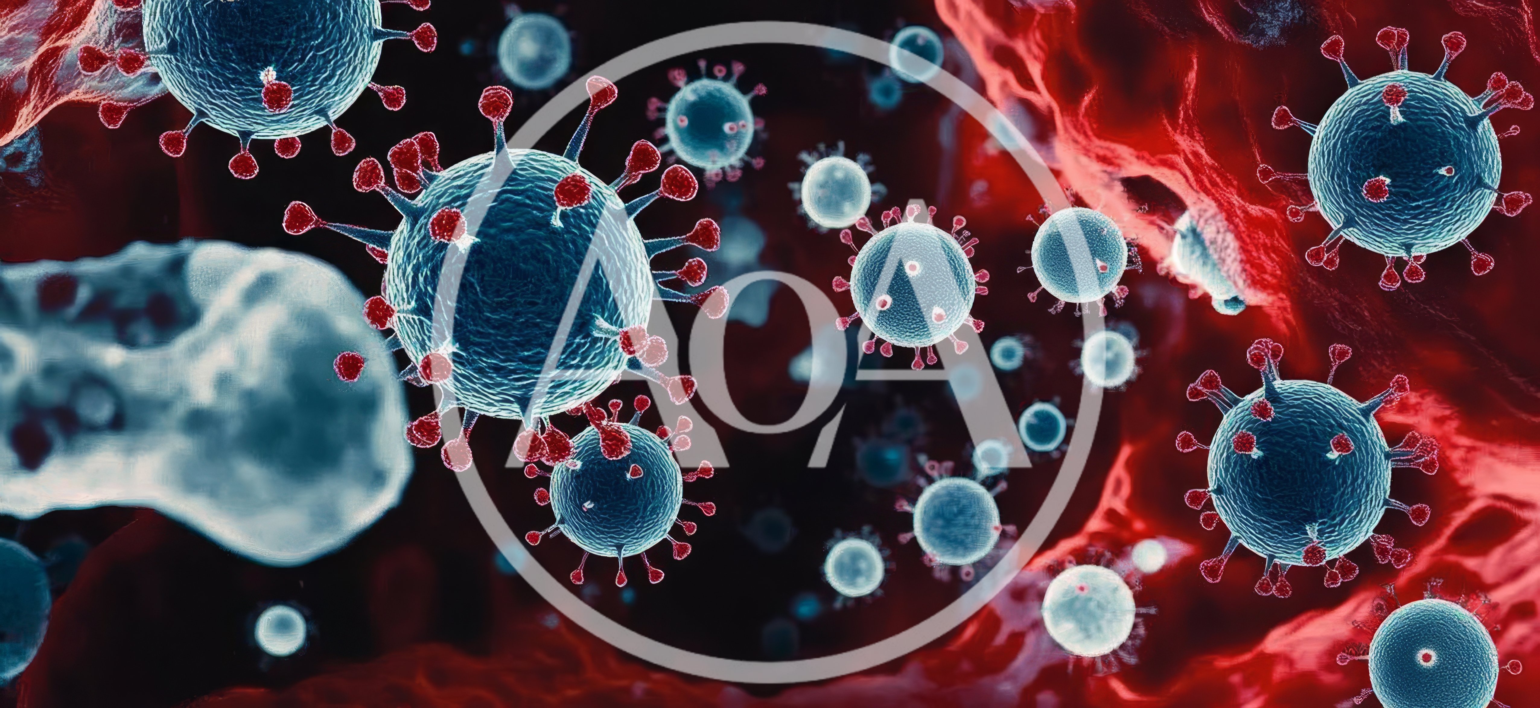 3D Render of Coronavirus Cells Floating in Bloodstream