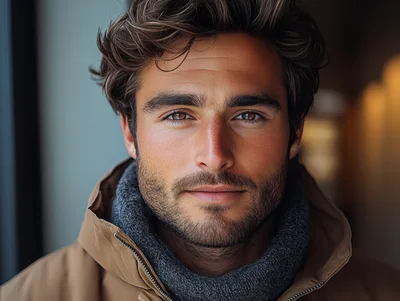 Portrait Of A Handsome Man With Stubble
