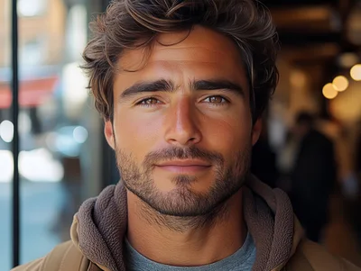 Portrait Of A Handsome Man With Stubble