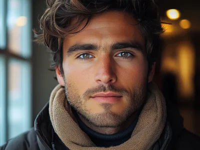 Portrait Of A Handsome Young Man With Stubble
