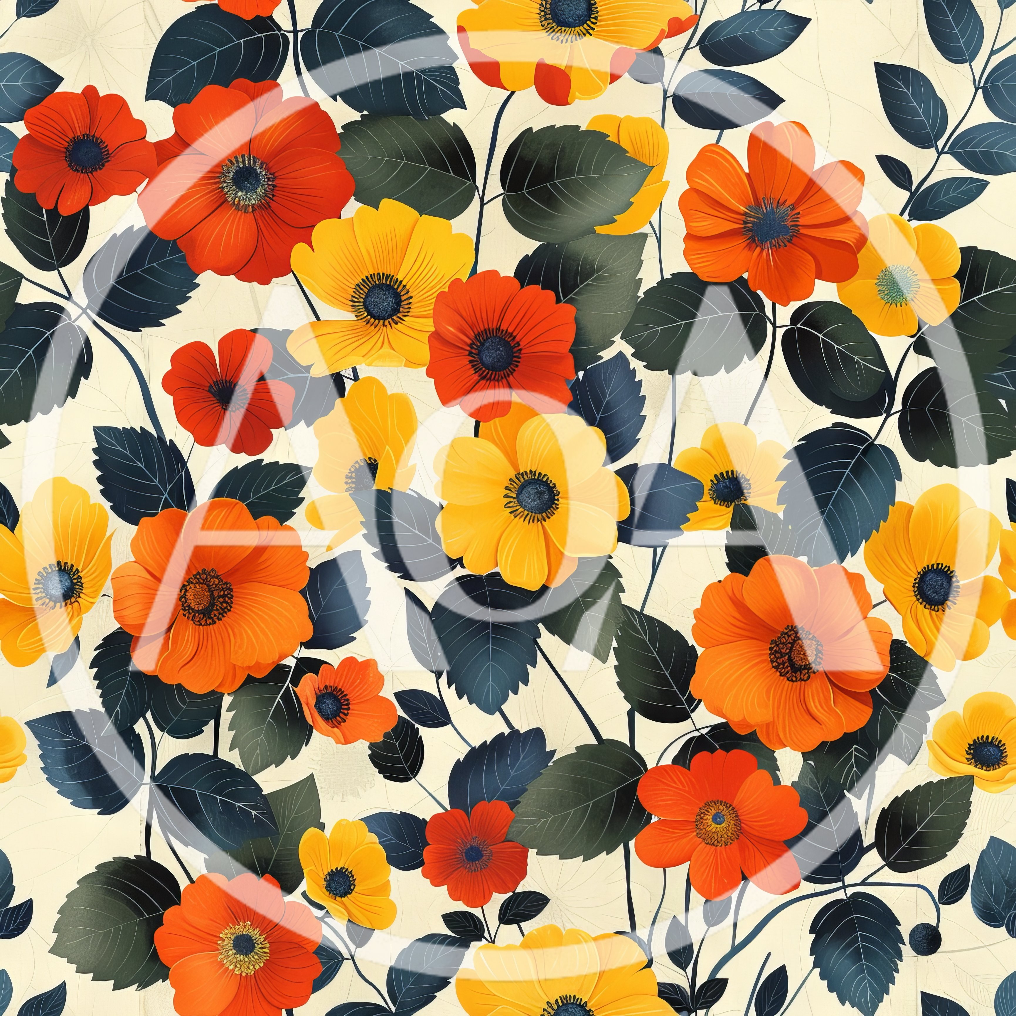 Seamless Floral Pattern With Orange And Yellow Flowers