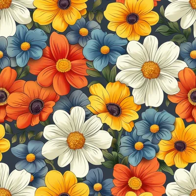 Seamless Floral Pattern With Vibrant Colorful Flowers