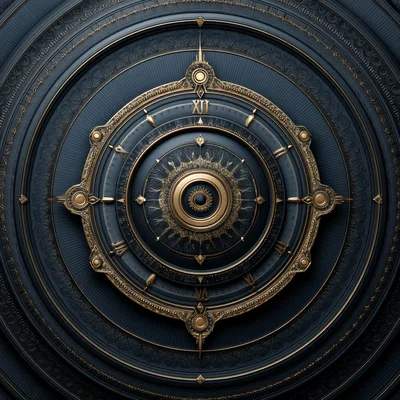 Intricate Steampunk Clock Face With Ornate Gold Detailing