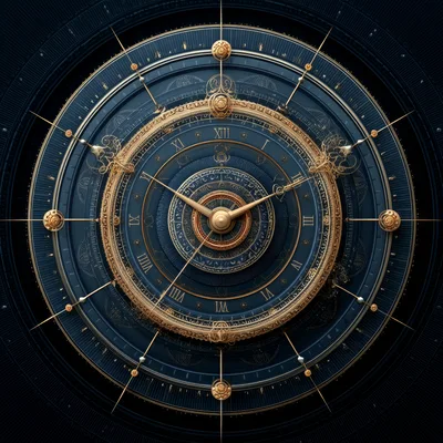 Intricate Golden Celestial Clock Face Design