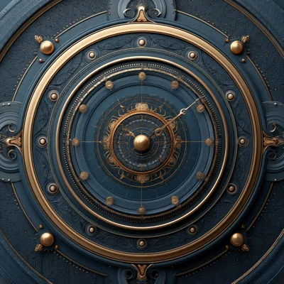 Intricate Steampunk Style Celestial Clock Face