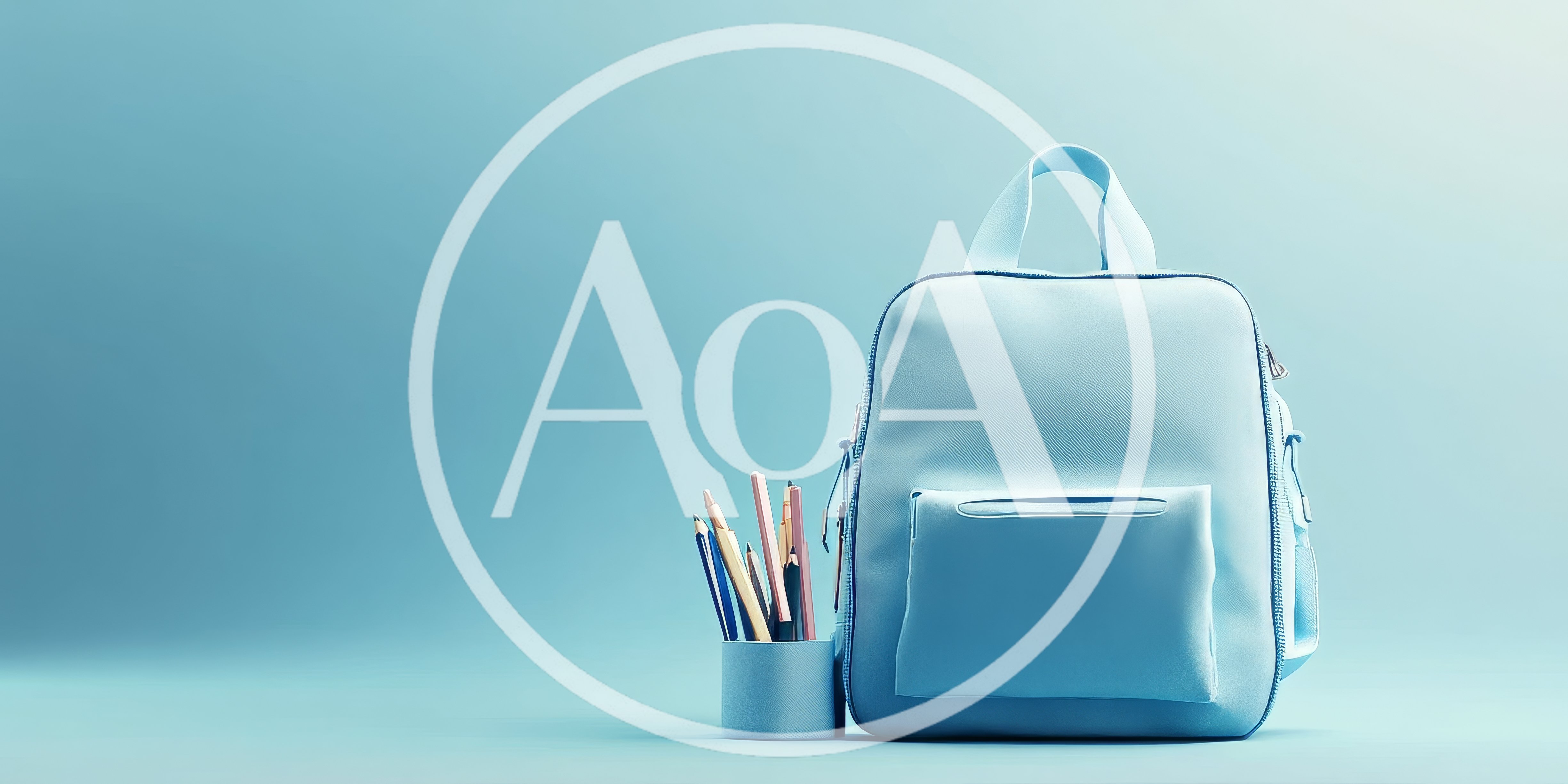 Light Blue Backpack With Pencil Holder On Solid Background