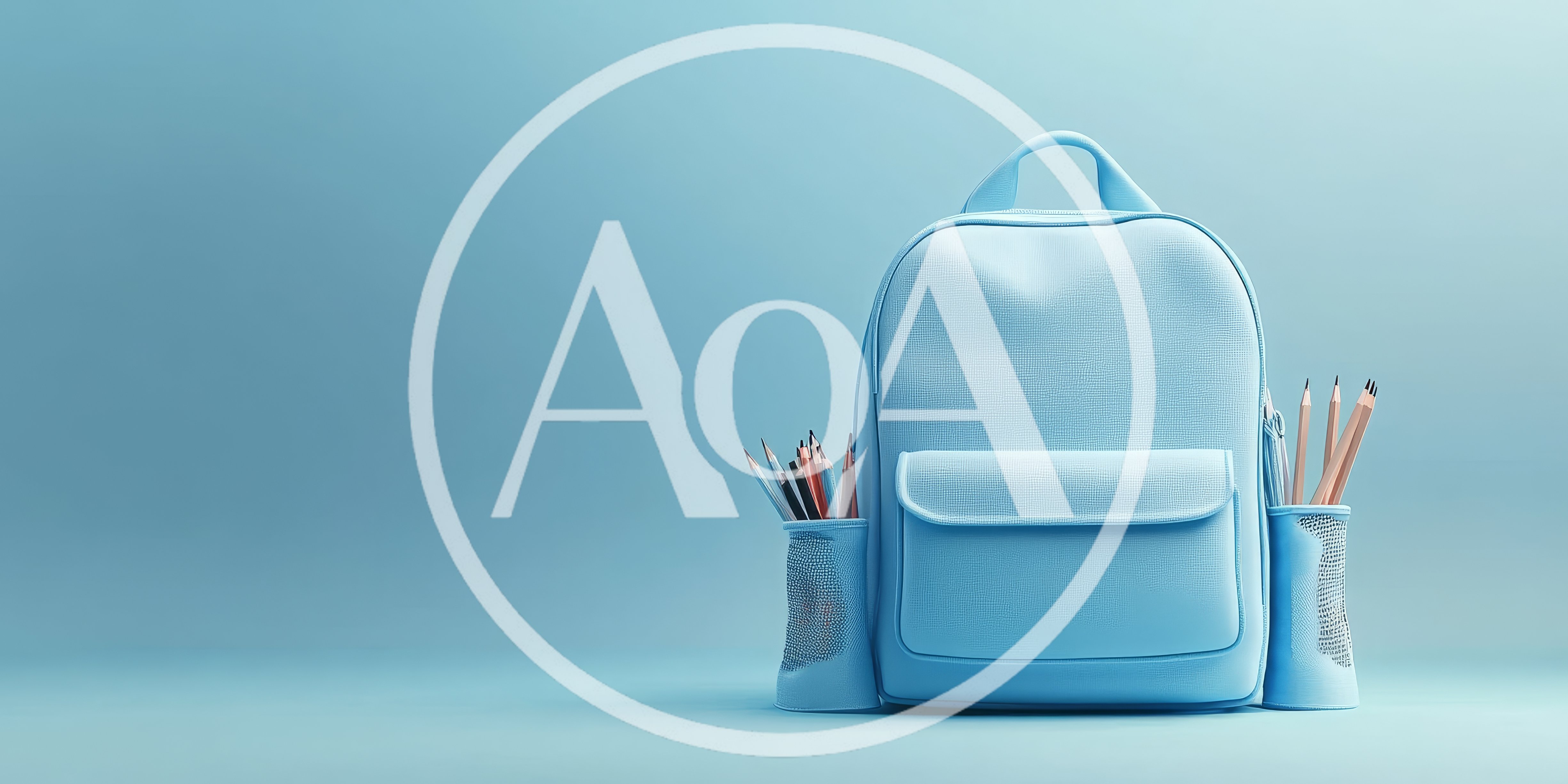 Light Blue Backpack With Pencils In Holders