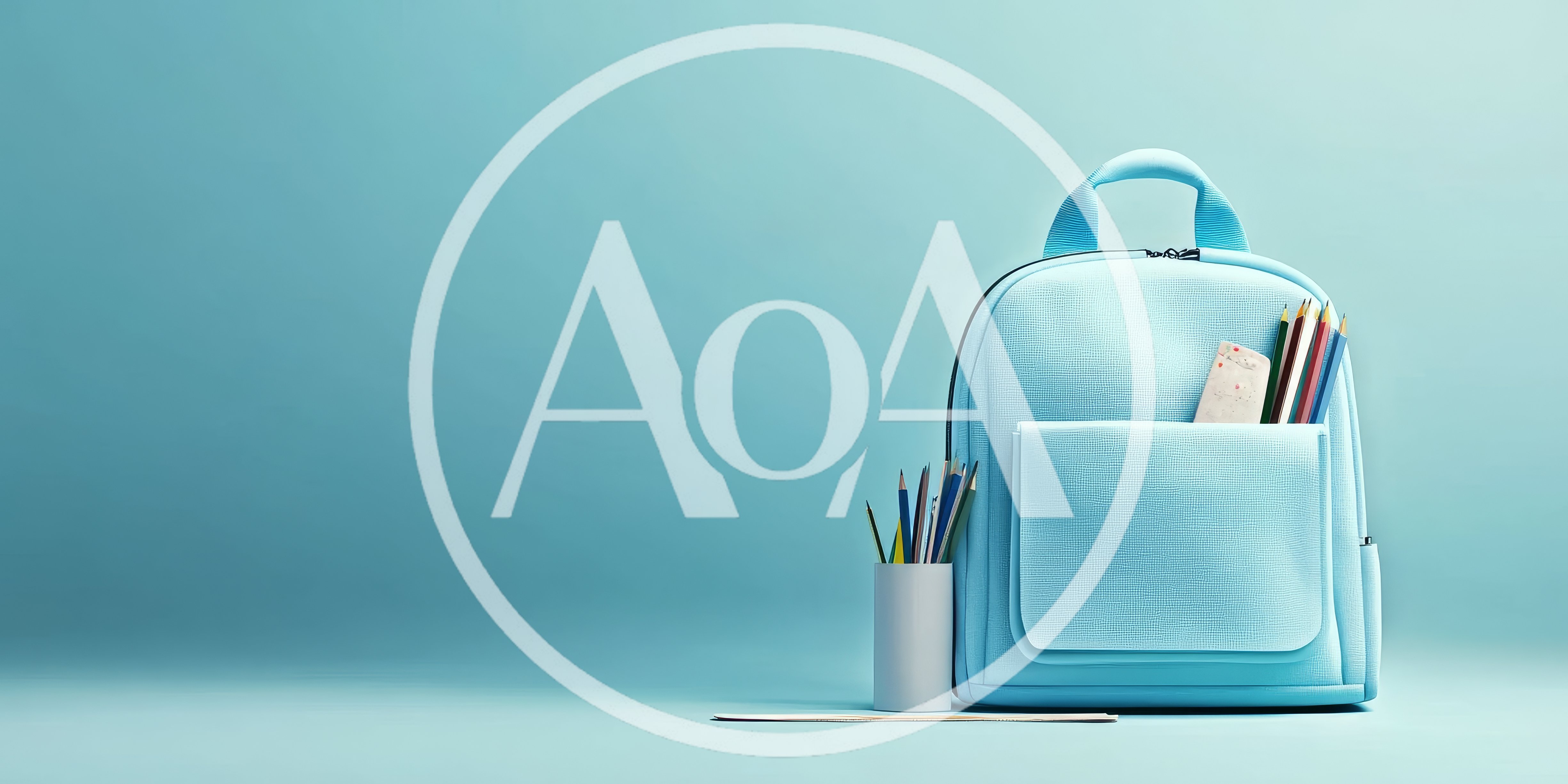 Light Blue School Backpack With Stationery Supplies