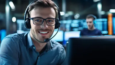 Professional Customer Support Agent Working In Modern Office