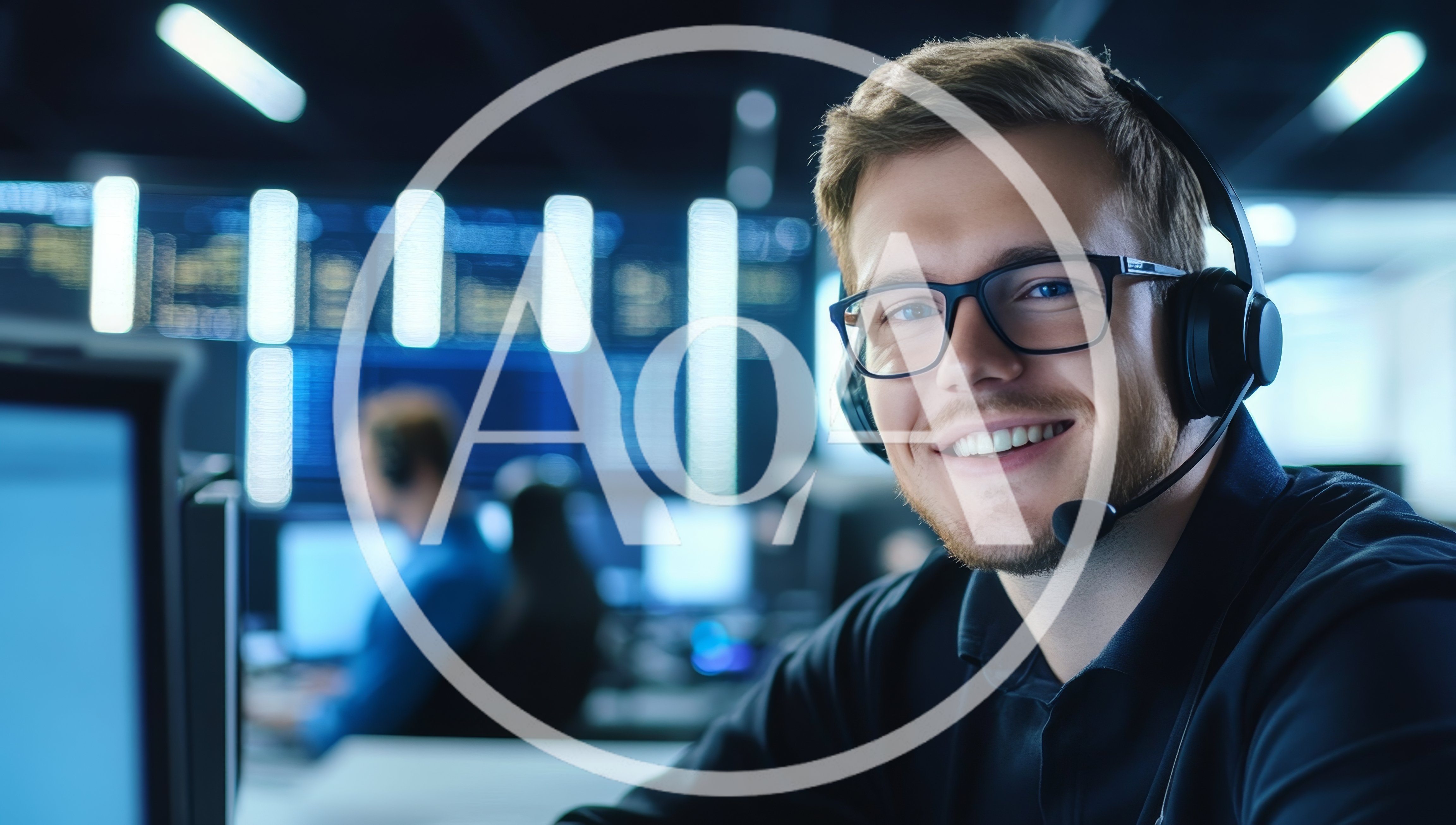 Smiling Male IT Support Specialist Wearing Headset