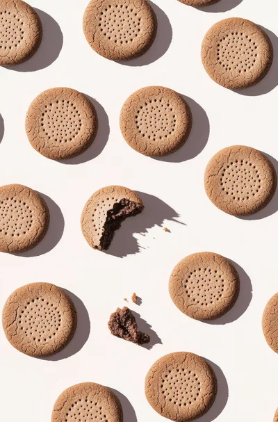 Top View Of Chocolate Cookies On White Background