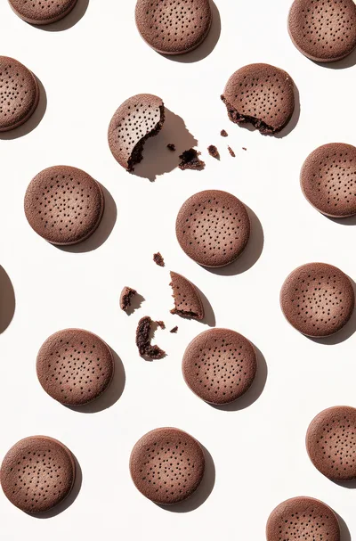 Top View Of Chocolate Cookies On White Background