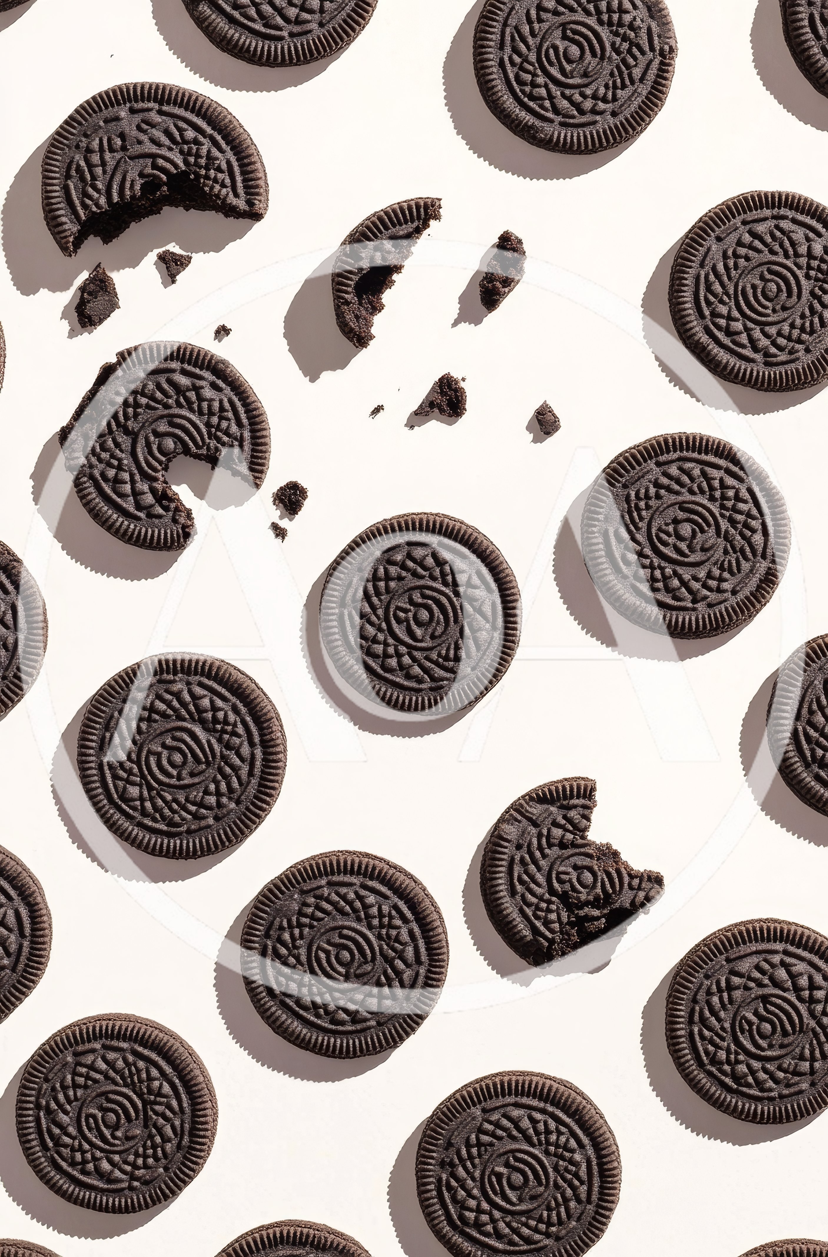 Top View Pattern of Chocolate Sandwich Cookies