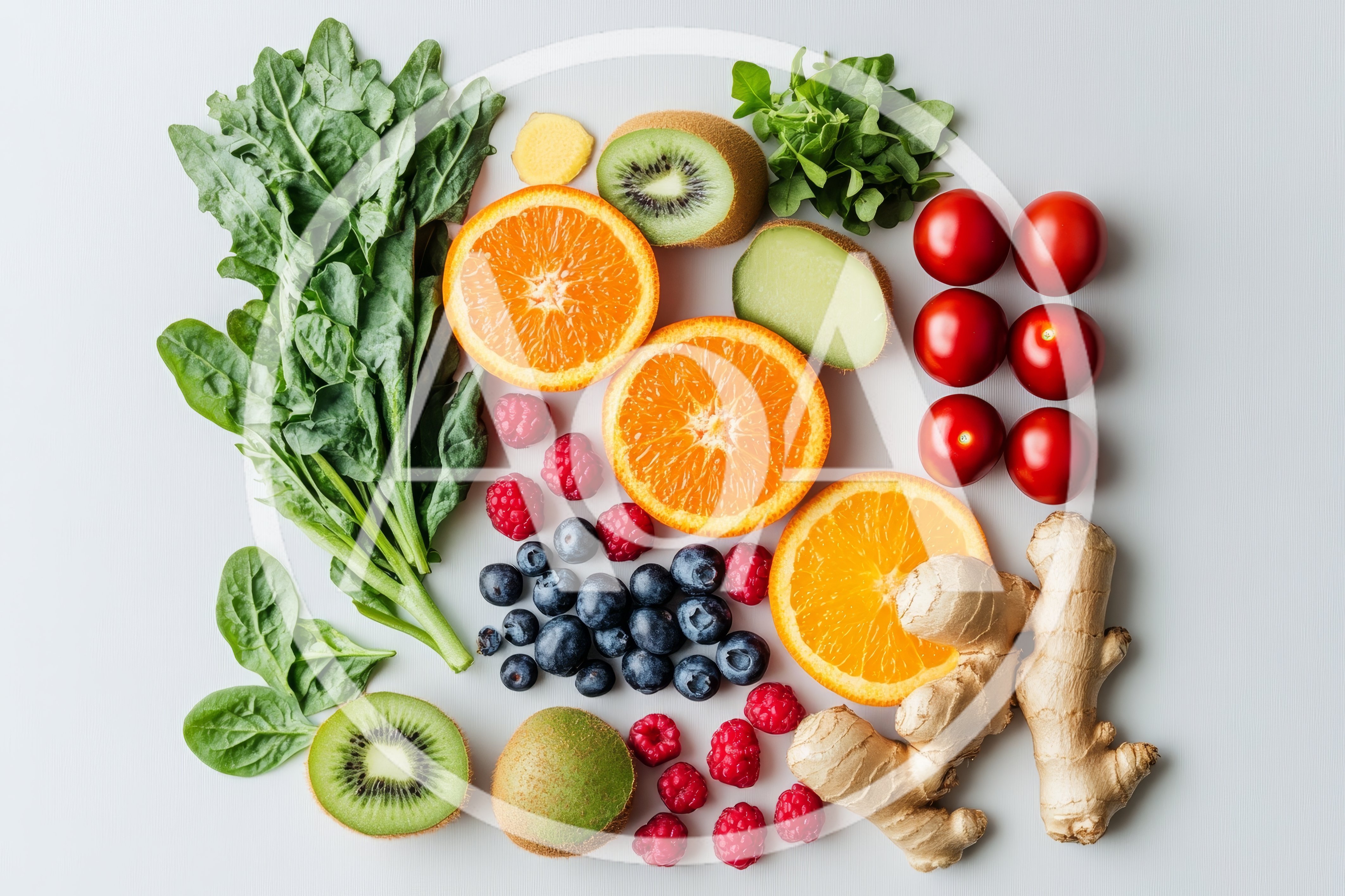 Fresh Healthy Fruits And Vegetables Flat Lay