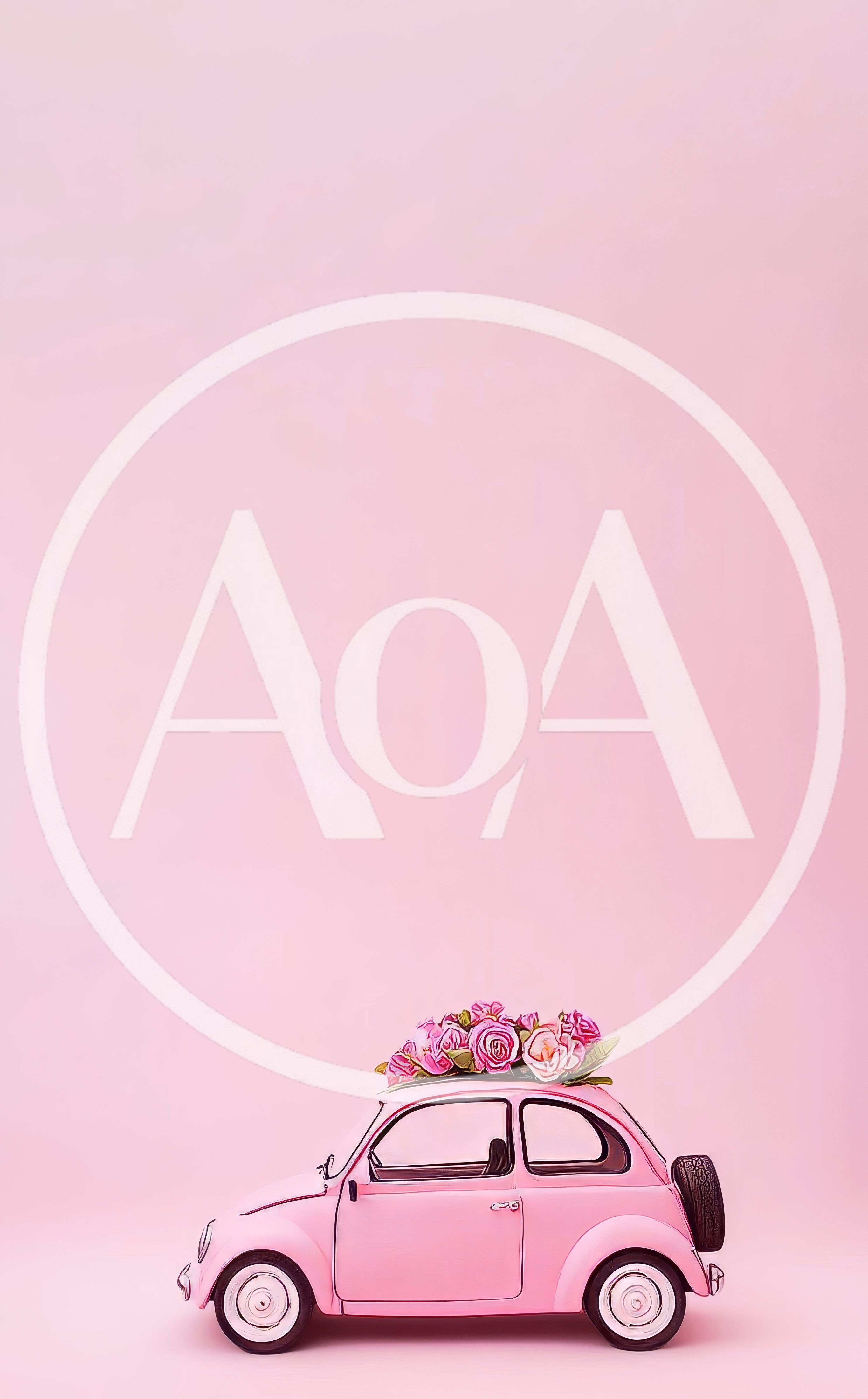 Pink Toy Beetle Car With Flowers On Roof
