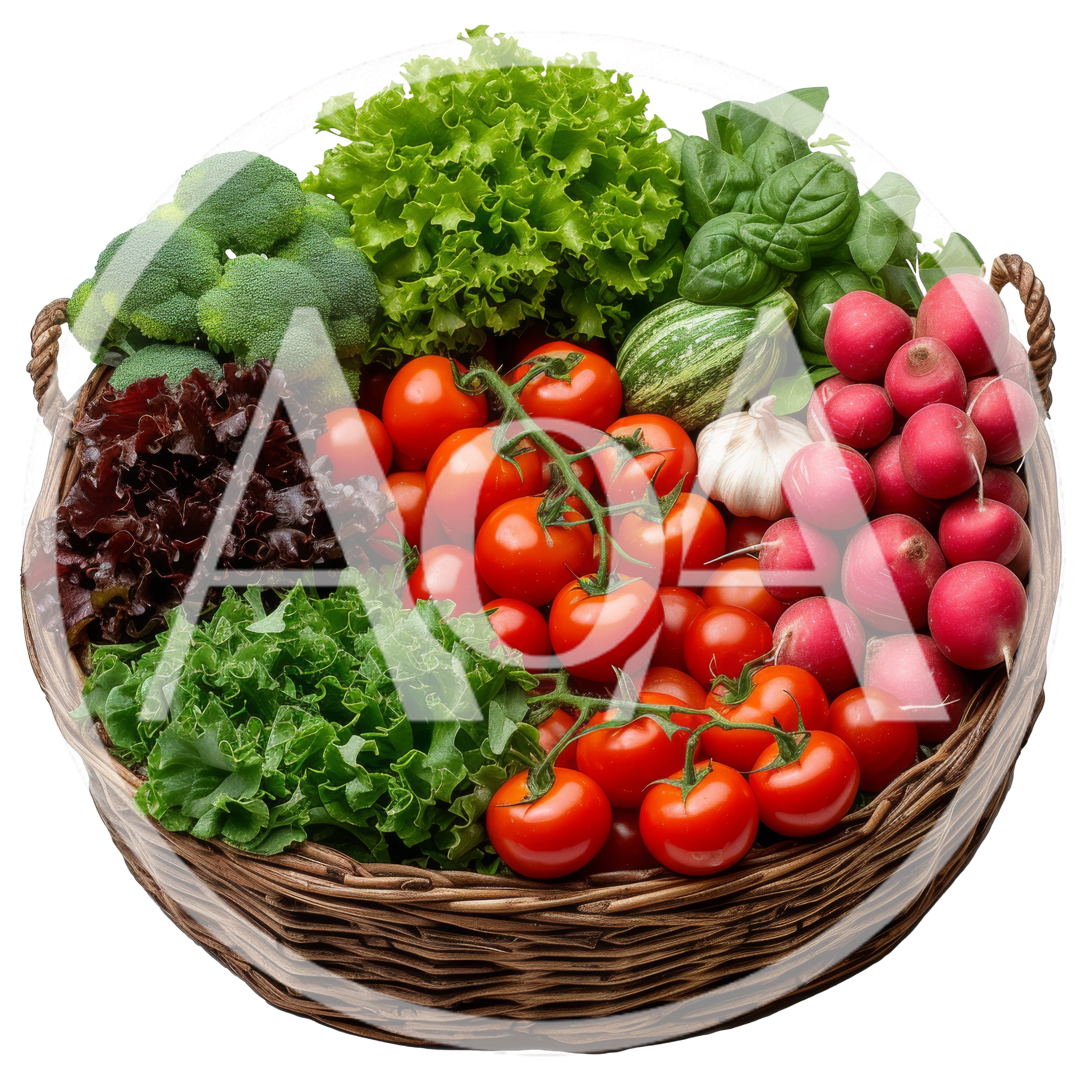 Fresh Organic Vegetables In A Woven Basket
