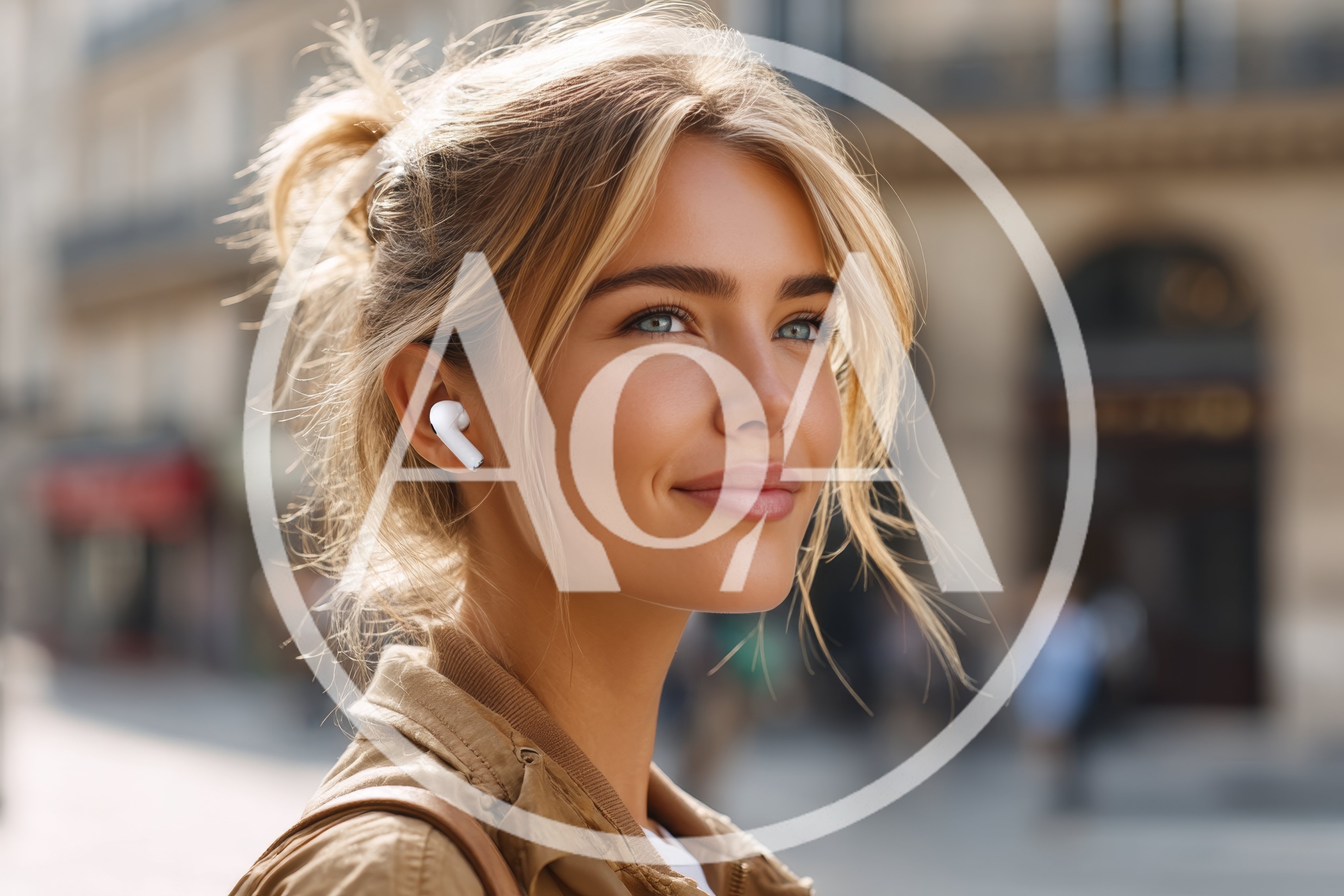 Young Woman Wearing Wireless Earbuds Outdoors