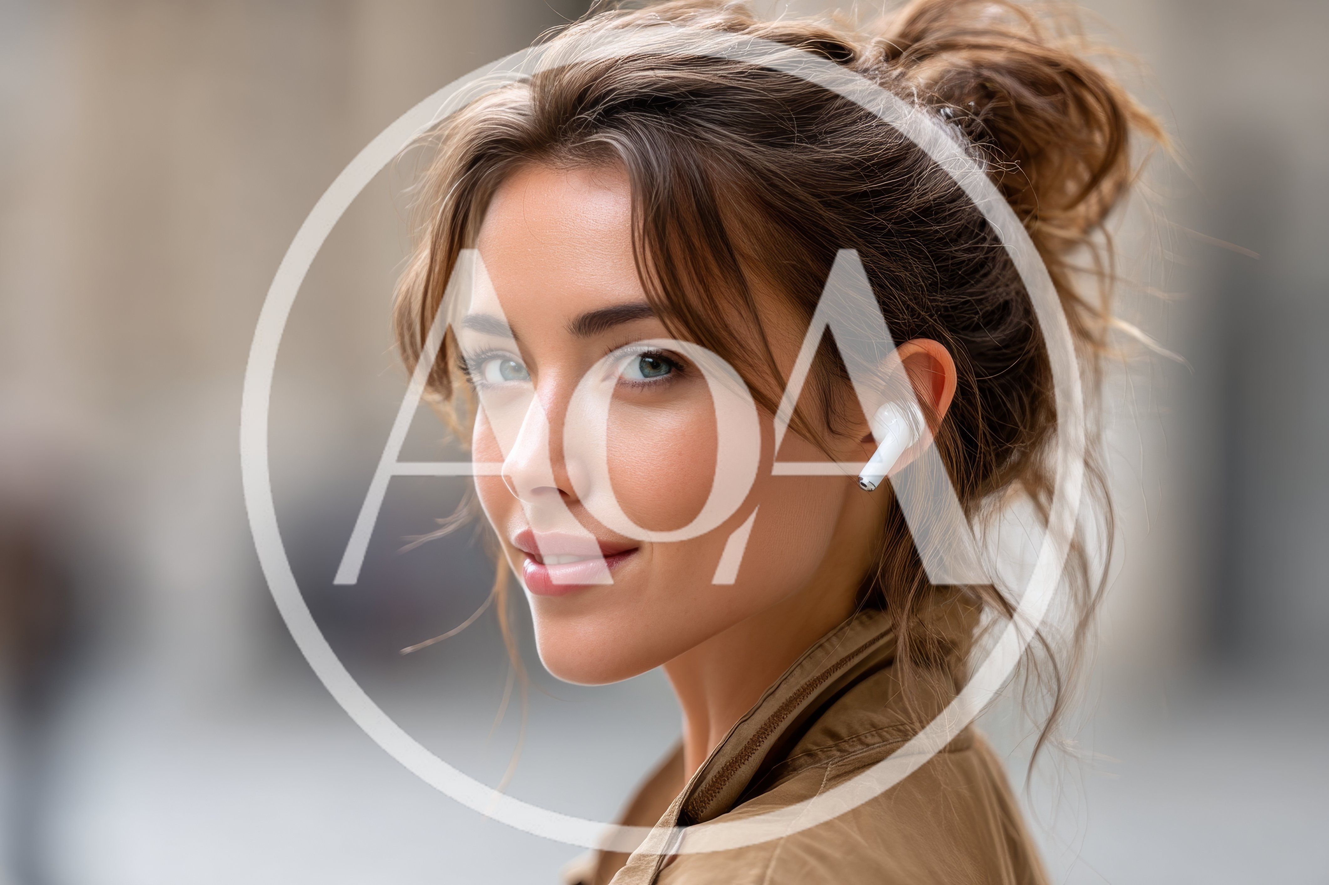 Portrait Of A Young Woman Wearing Wireless Earbuds