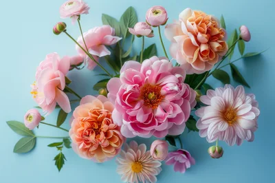 Top View Of A Vibrant Floral Bouquet