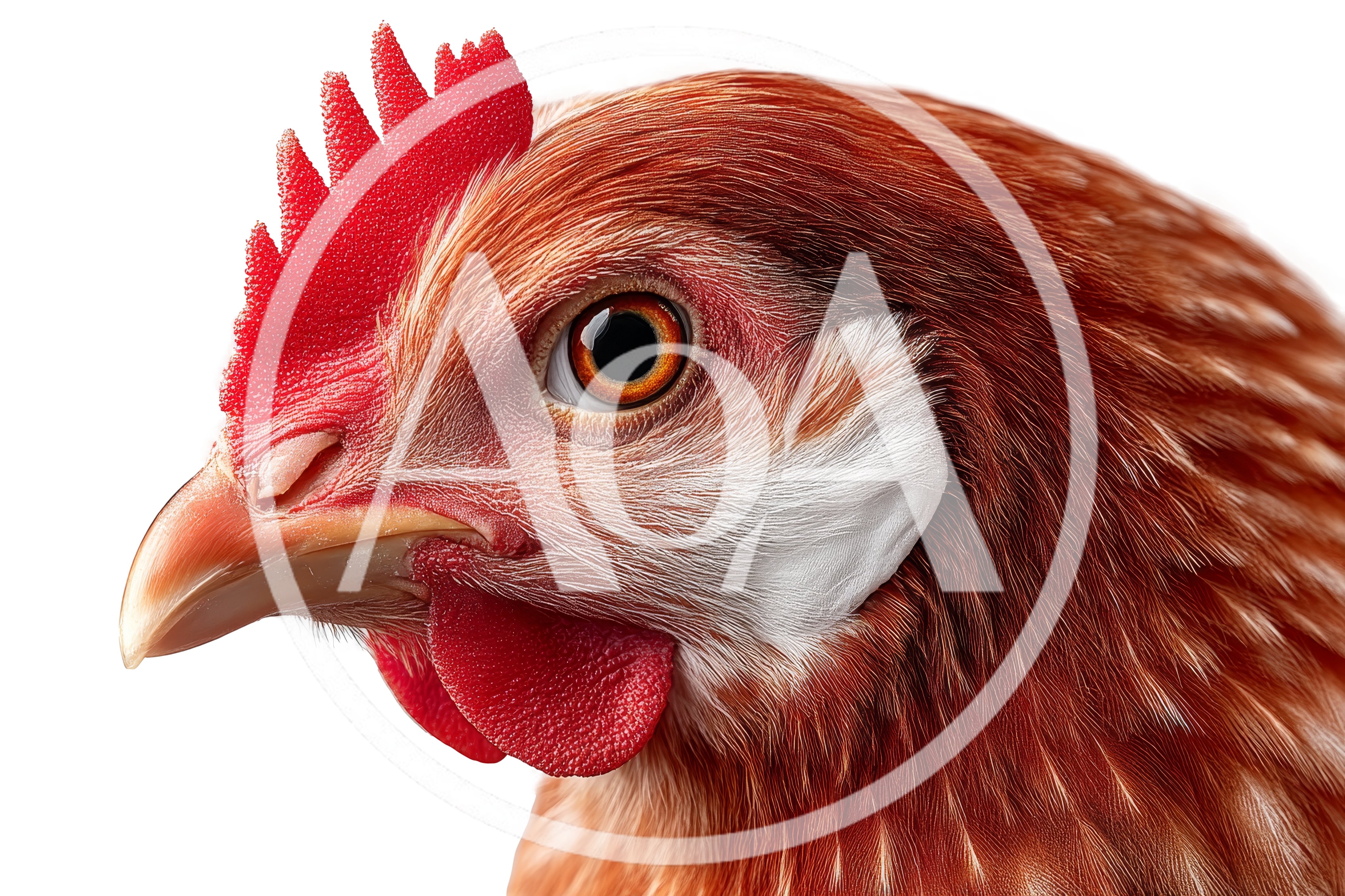 Close Up Portrait Of A Brown Chicken Head