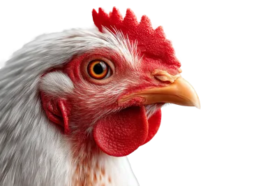 Close Up Portrait Of A White Chicken