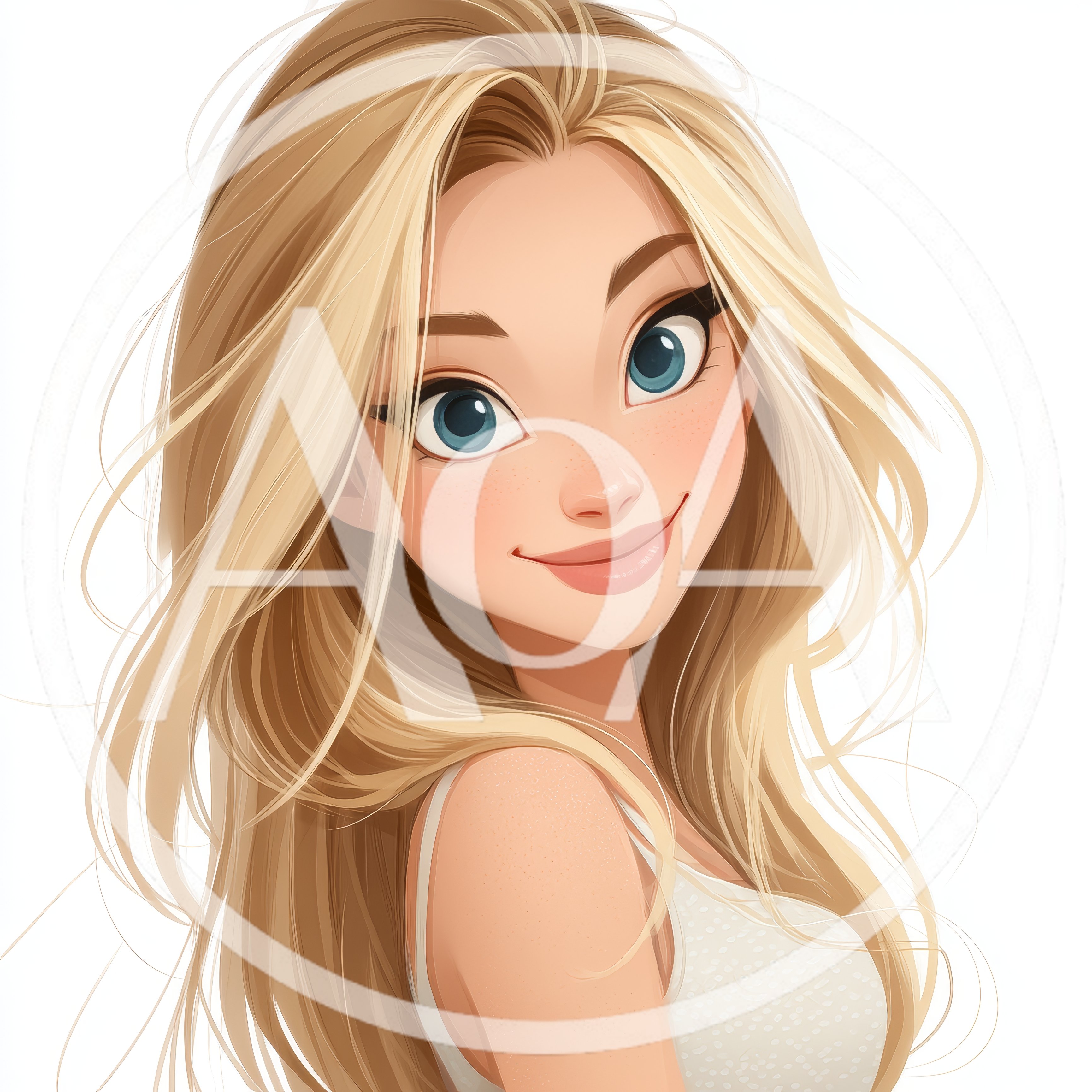 Digital Illustration Of A Smiling Blonde Woman