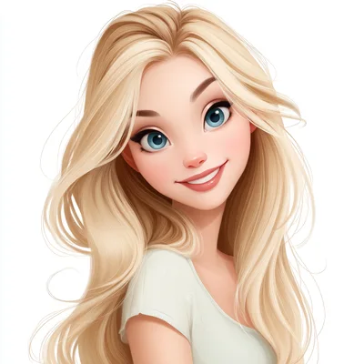 Digital Illustration Of A Smiling Blonde Woman