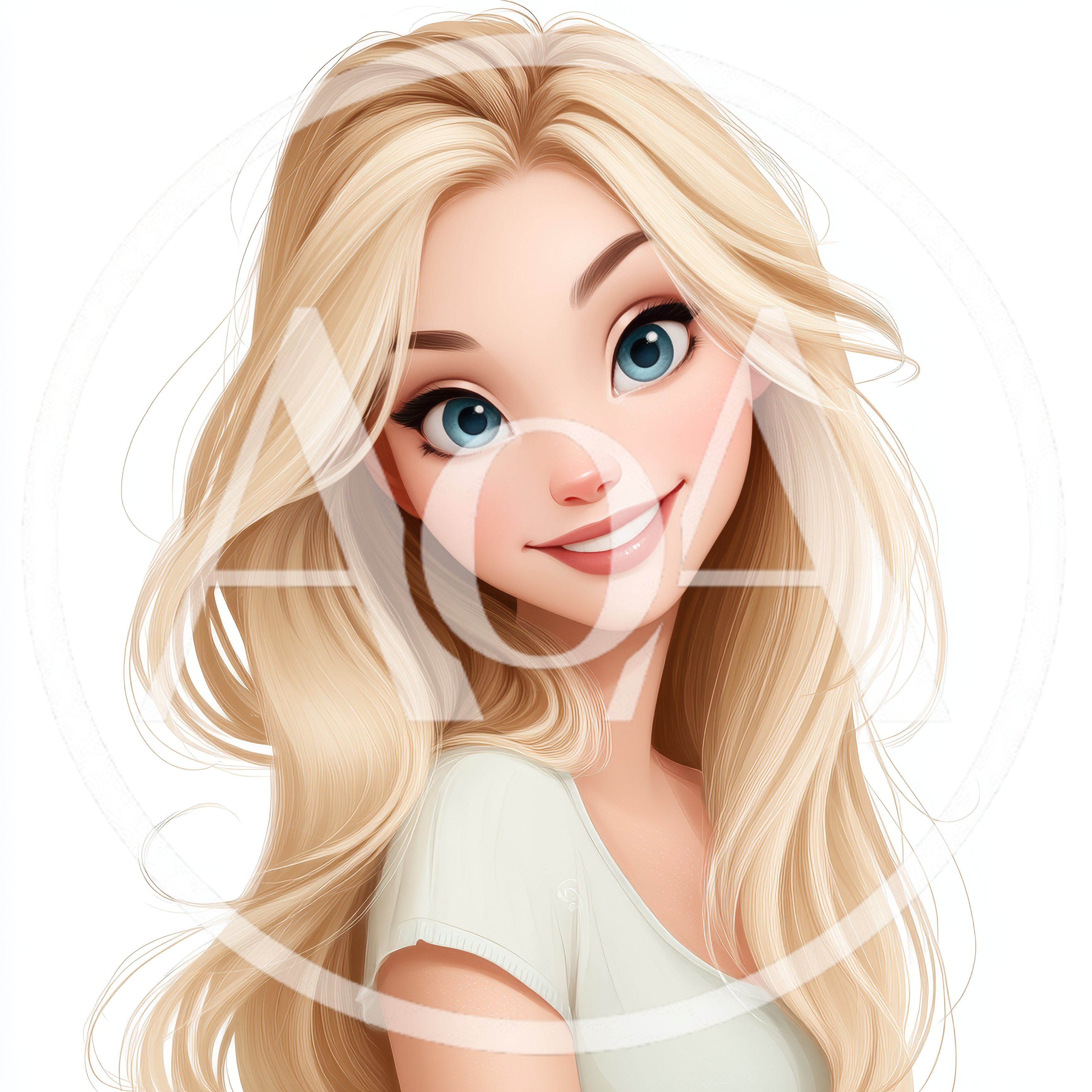 Digital Illustration Of A Smiling Blonde Woman