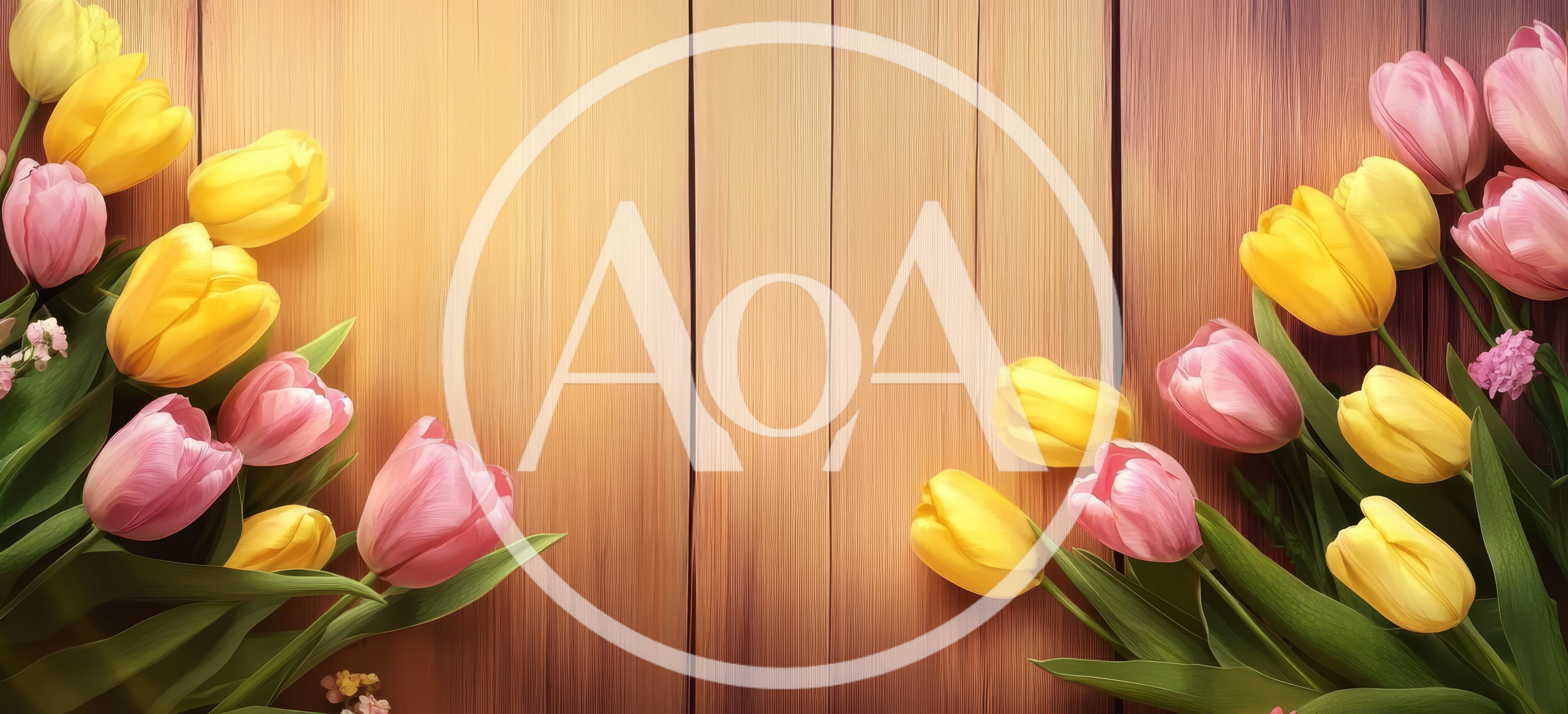 Spring Tulips Arranged on Rustic Wooden Background