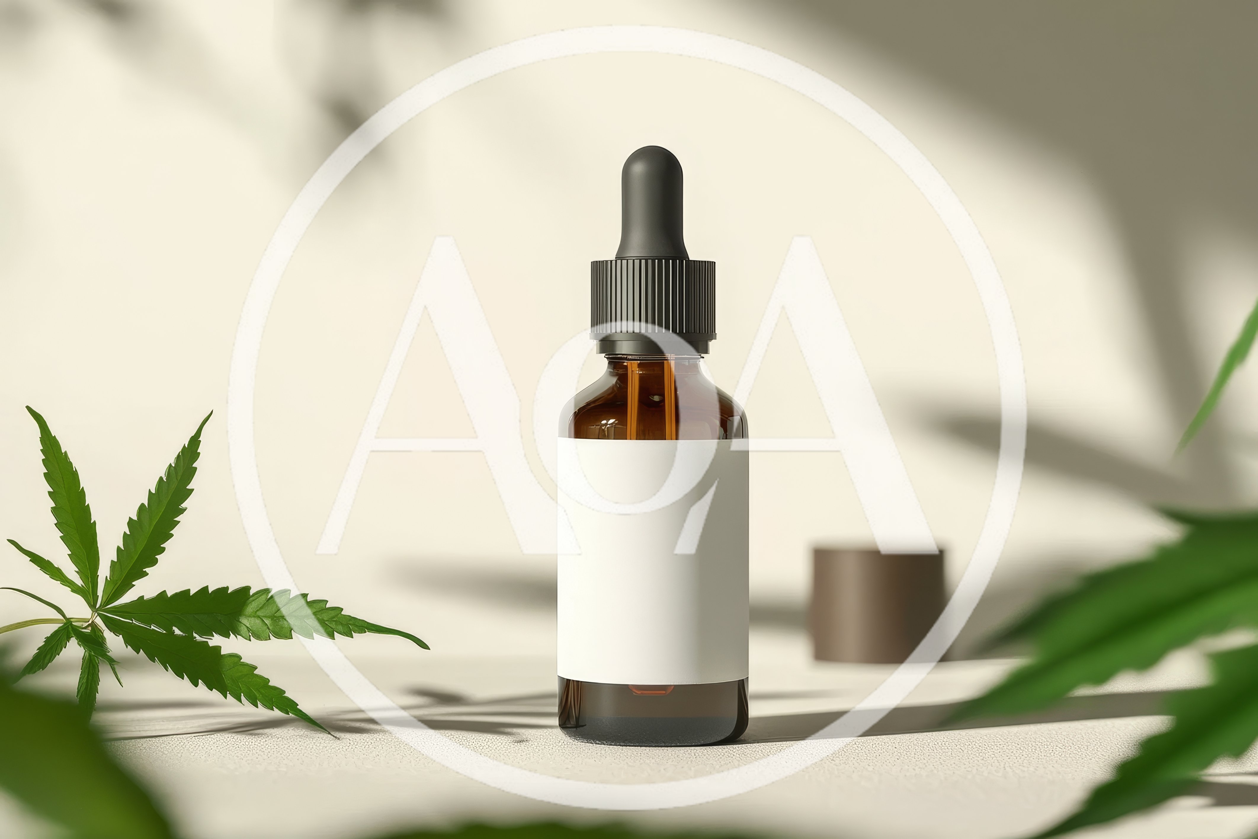 Amber Glass Dropper Bottle With Cannabis Leaves