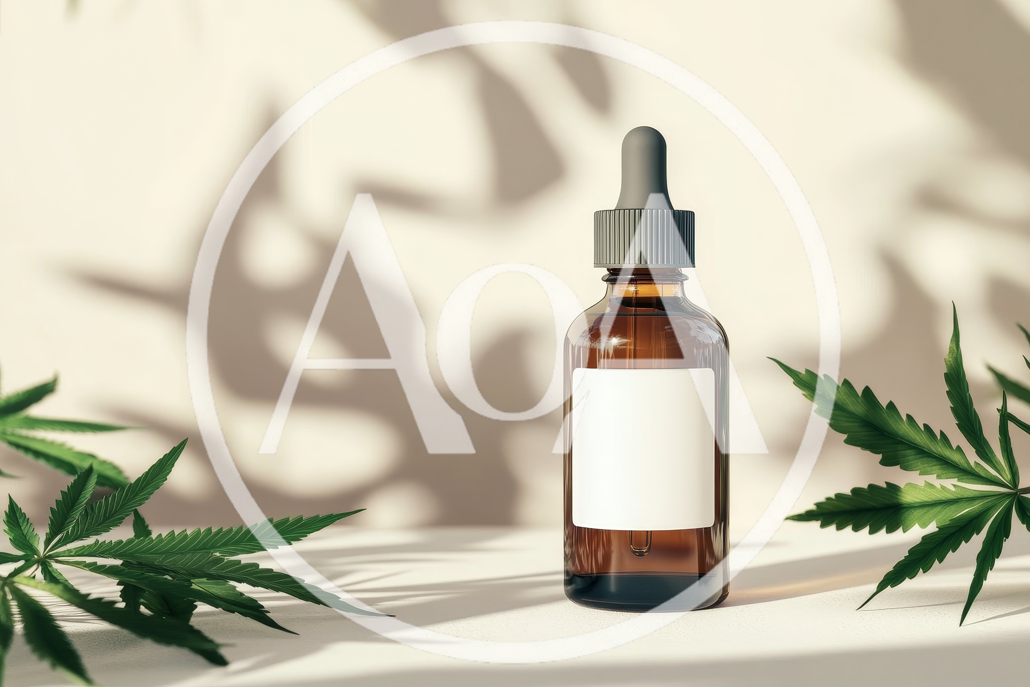 Amber Glass Dropper Bottle With Cannabis Leaves