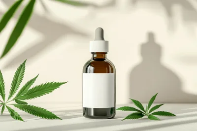 Amber Glass Dropper Bottle With Cannabis Leaves