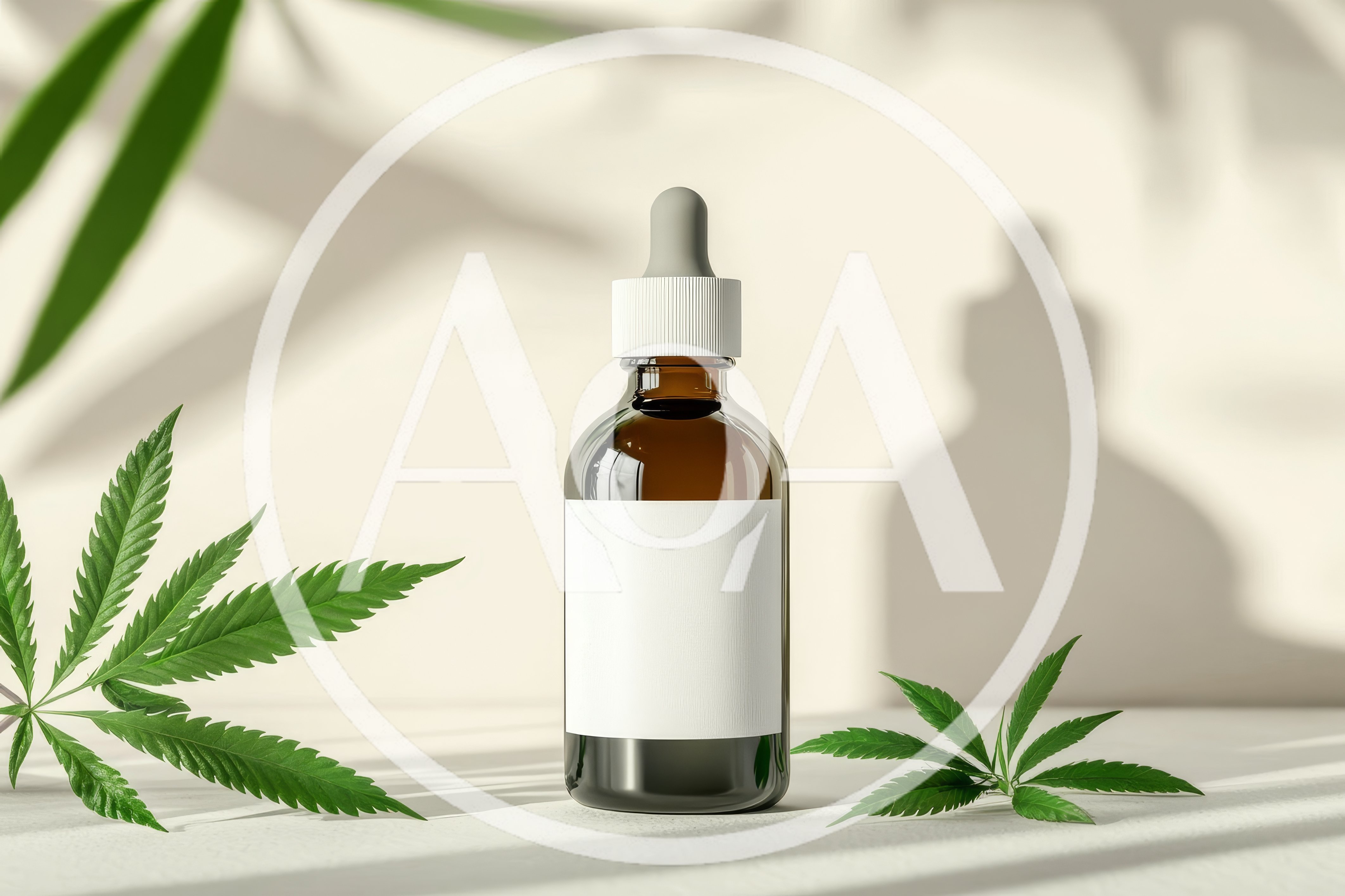 Amber Glass Dropper Bottle With Cannabis Leaves